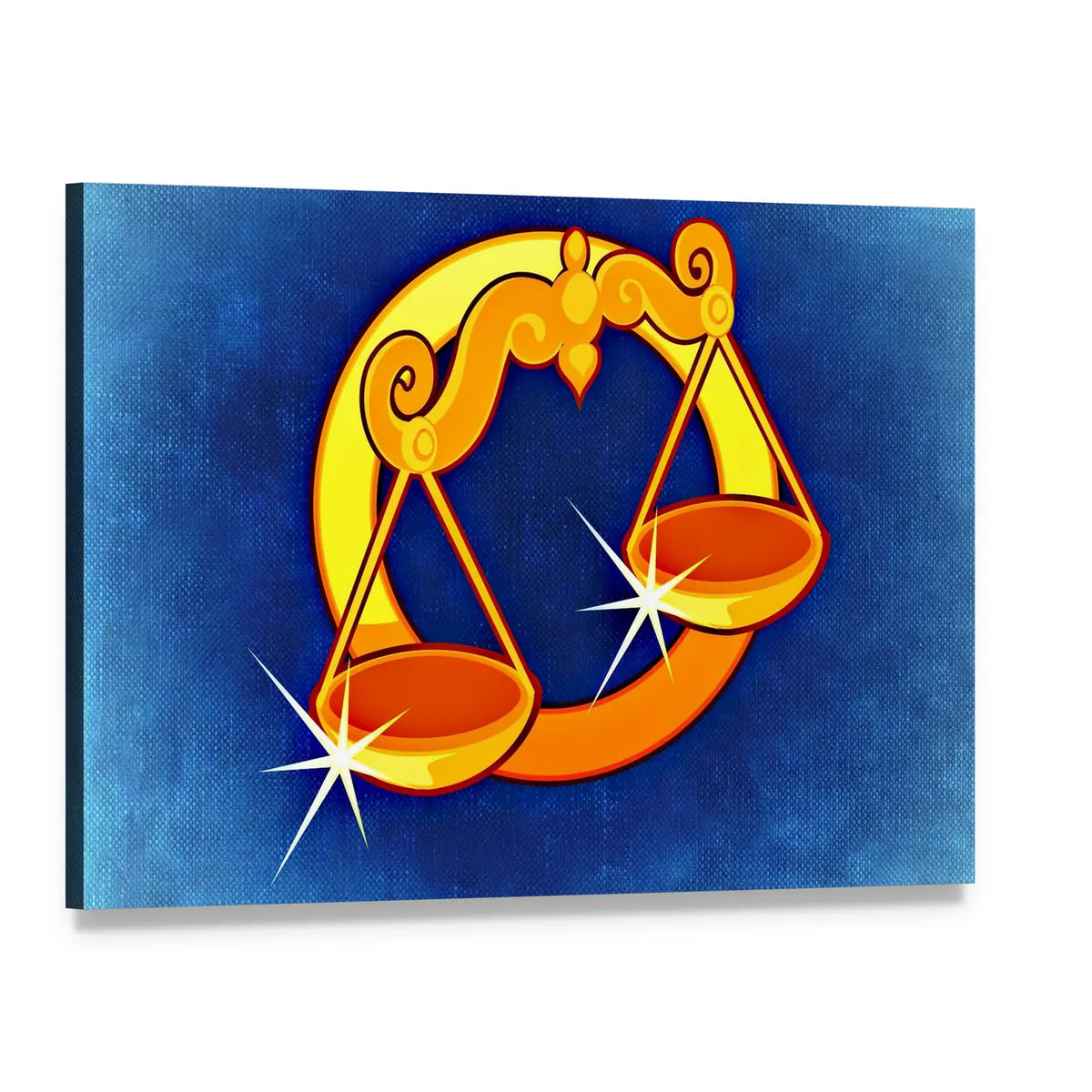 Libra Zodiac with Golden Scales Canvas Wall Art, single panel gallery wrapped canvas, angled product view