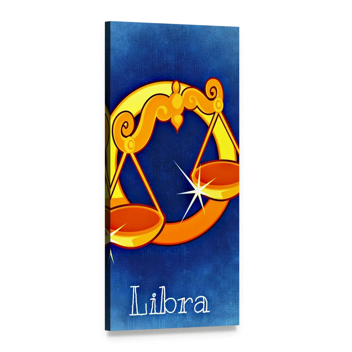 Libra Scales on Textured Blue Background Vertical Canvas Wall Art, 1 panel 1 Vertical layout gallery wrapped canvas set, angled product view