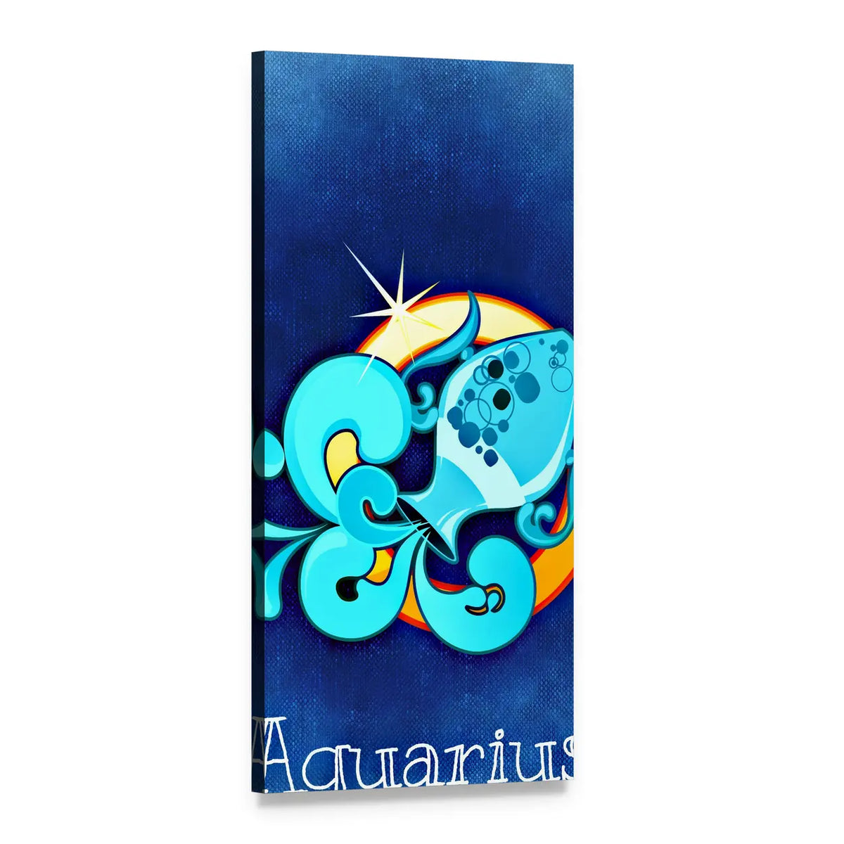 Aquarius Zodiac Sign Vertical Canvas Wall Art, 1 panel 1 Vertical layout gallery wrapped canvas set, angled product view