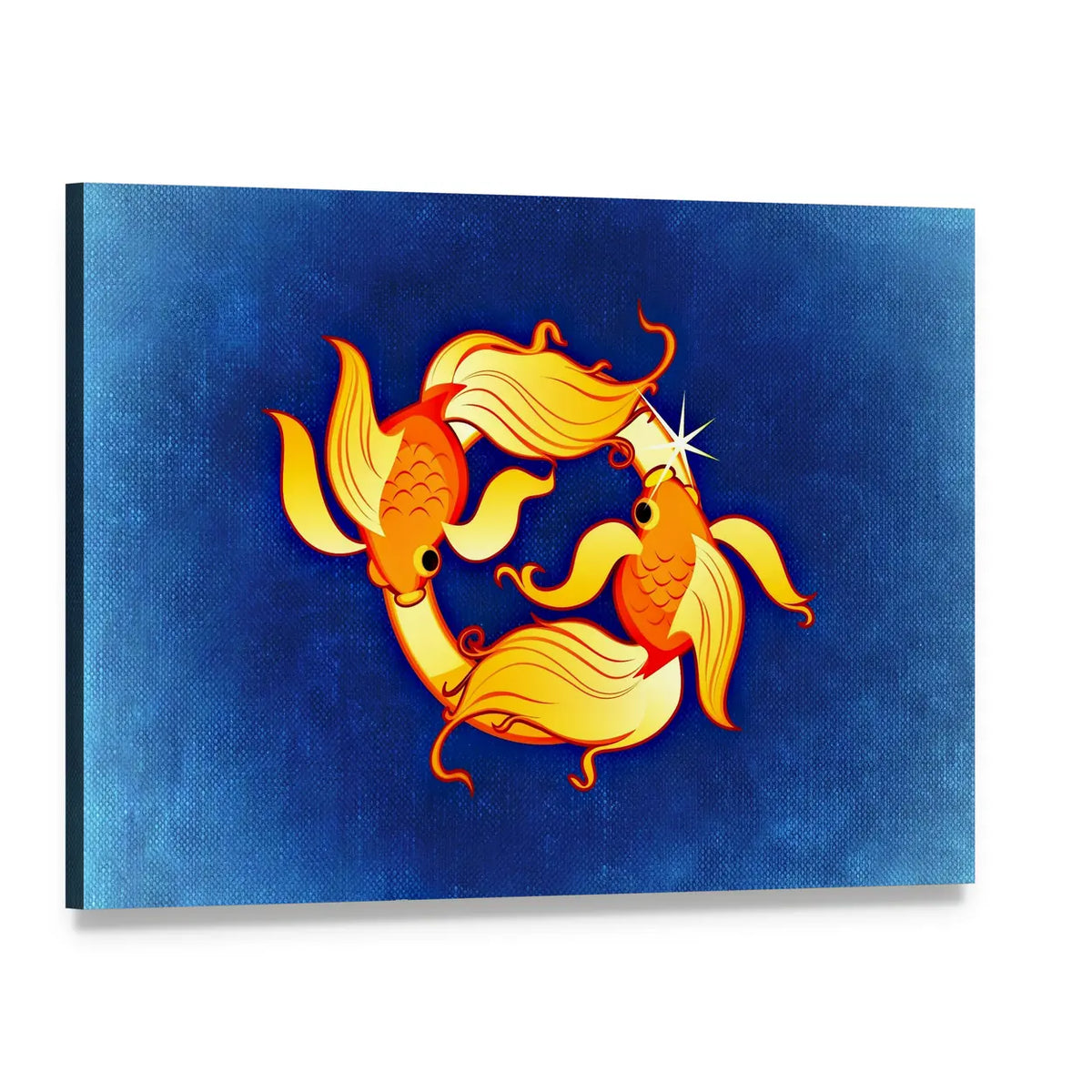 Pisces Zodiac Koi Fish Canvas Wall Art, single panel gallery wrapped canvas, angled product view