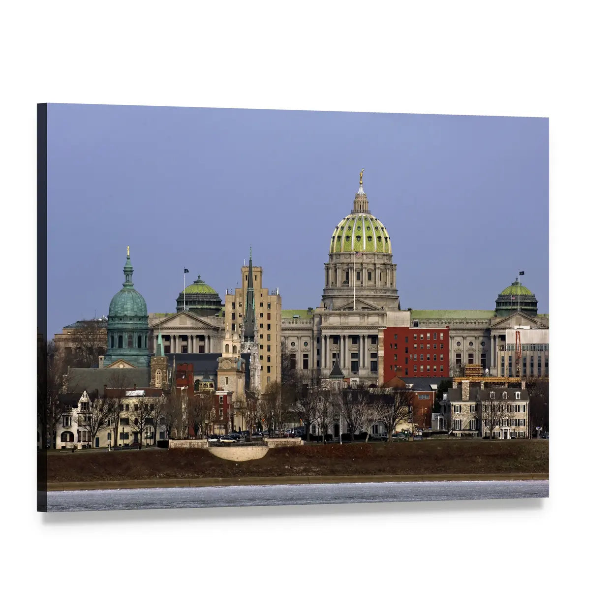 State Capitol Complex Canvas Wall Art, single panel gallery wrapped canvas, angled product view