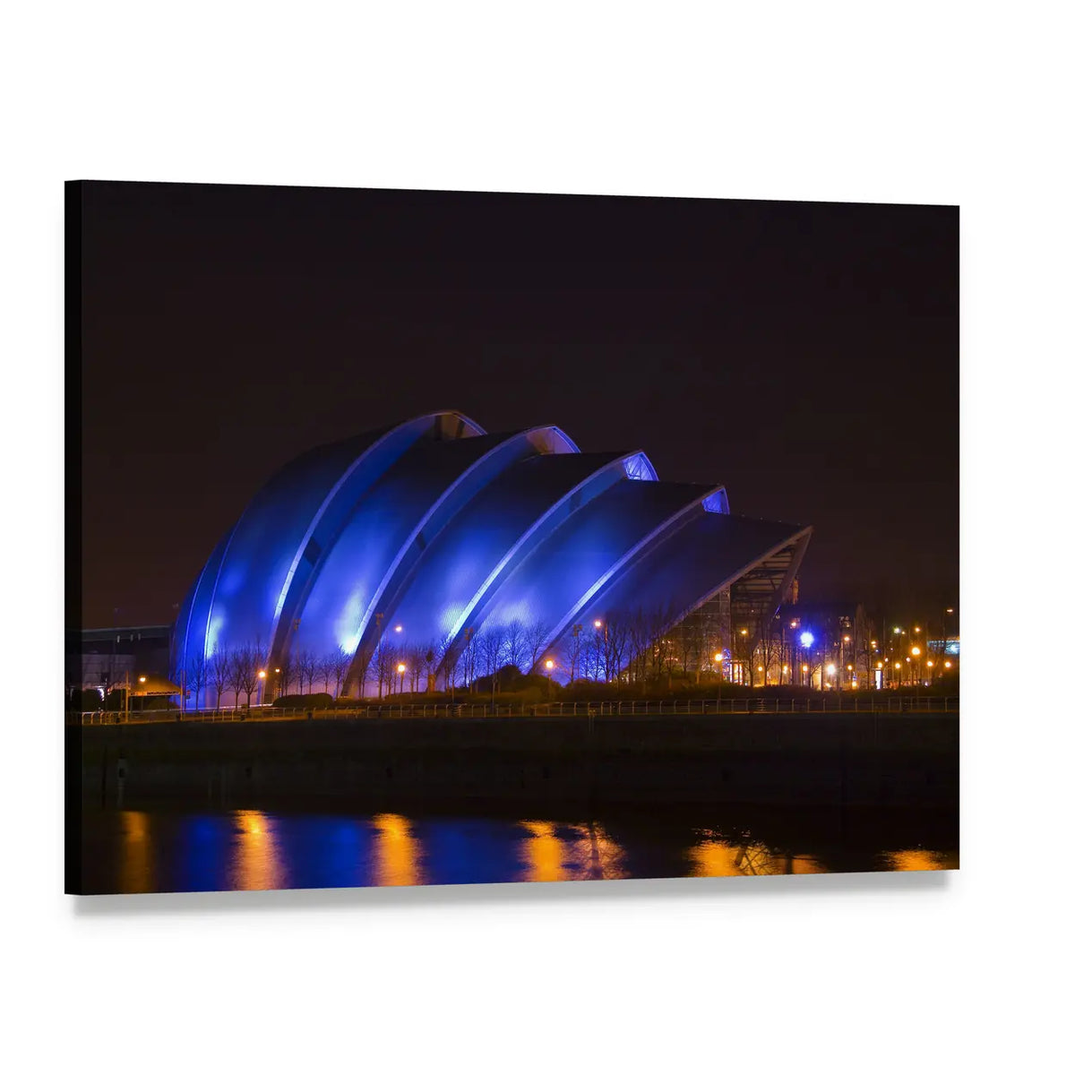 Glasgow Armadillo Building Canvas Wall Art, single panel gallery wrapped canvas, angled product view
