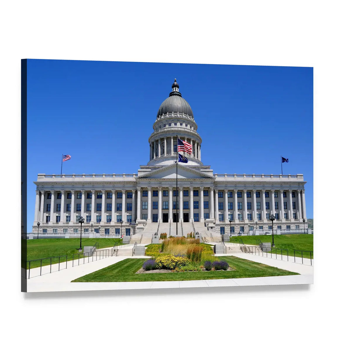 Utah State Capitol Building Canvas Wall Art, single panel gallery wrapped canvas, angled product view