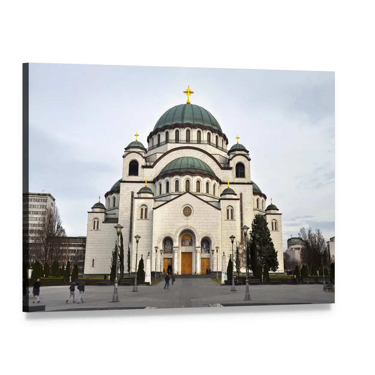 Saint Sava Church Canvas Wall Art, single panel gallery wrapped canvas, angled product view