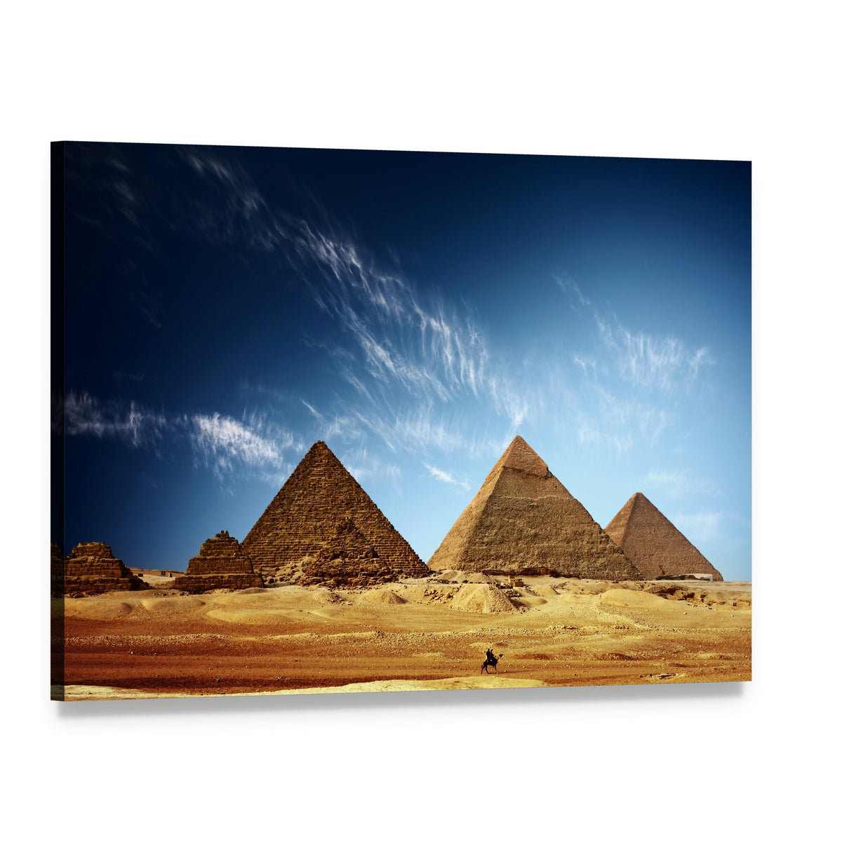 Giza Valley with Great Pyramids Canvas Wall Art, single panel gallery wrapped canvas, angled product view