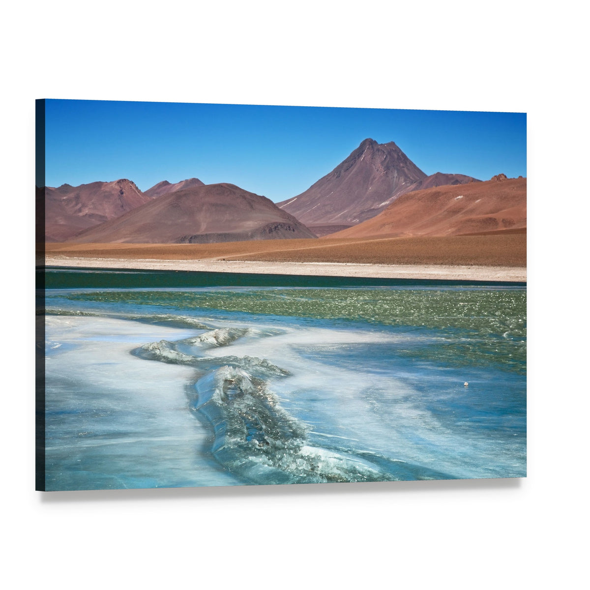Diamond Lagoon with Crystal Ice Formations Canvas Wall Art, single panel gallery wrapped canvas, angled product view