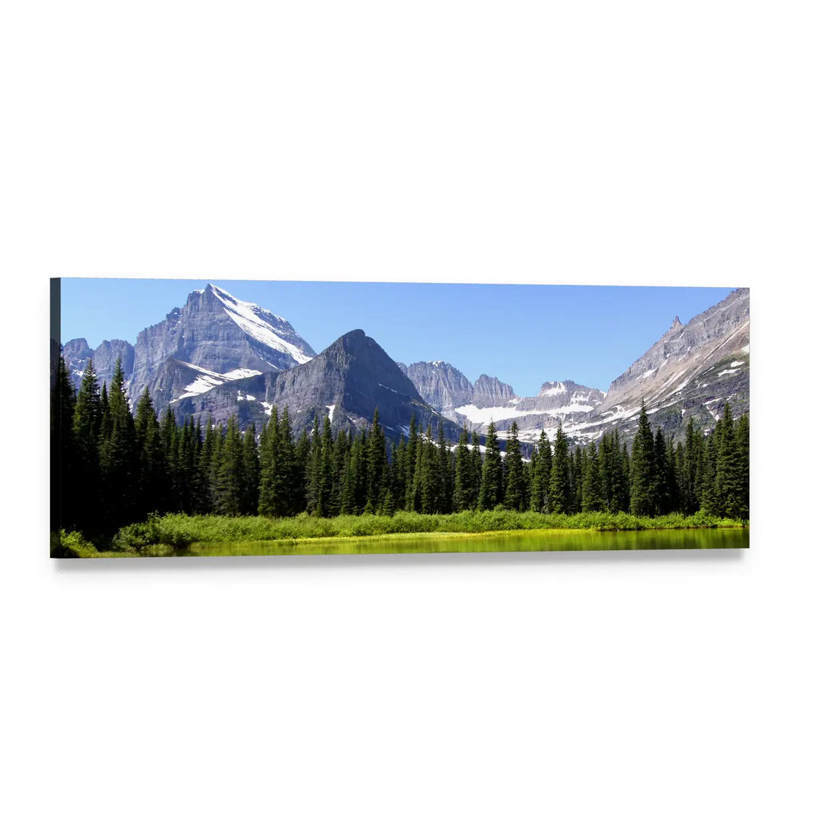 Swift Current Lake, Montana Panoramic Canvas Wall Art, single panel gallery wrapped canvas, angled product view