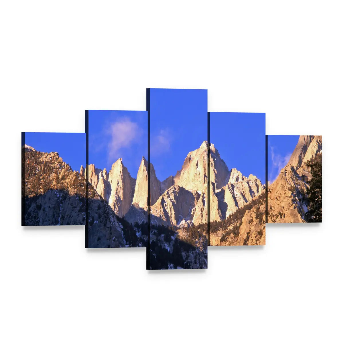 Inyo National Forest Mountain Landscape Canvas Wall Art, 5 panel 5 Star layout gallery wrapped canvas set, angled product view