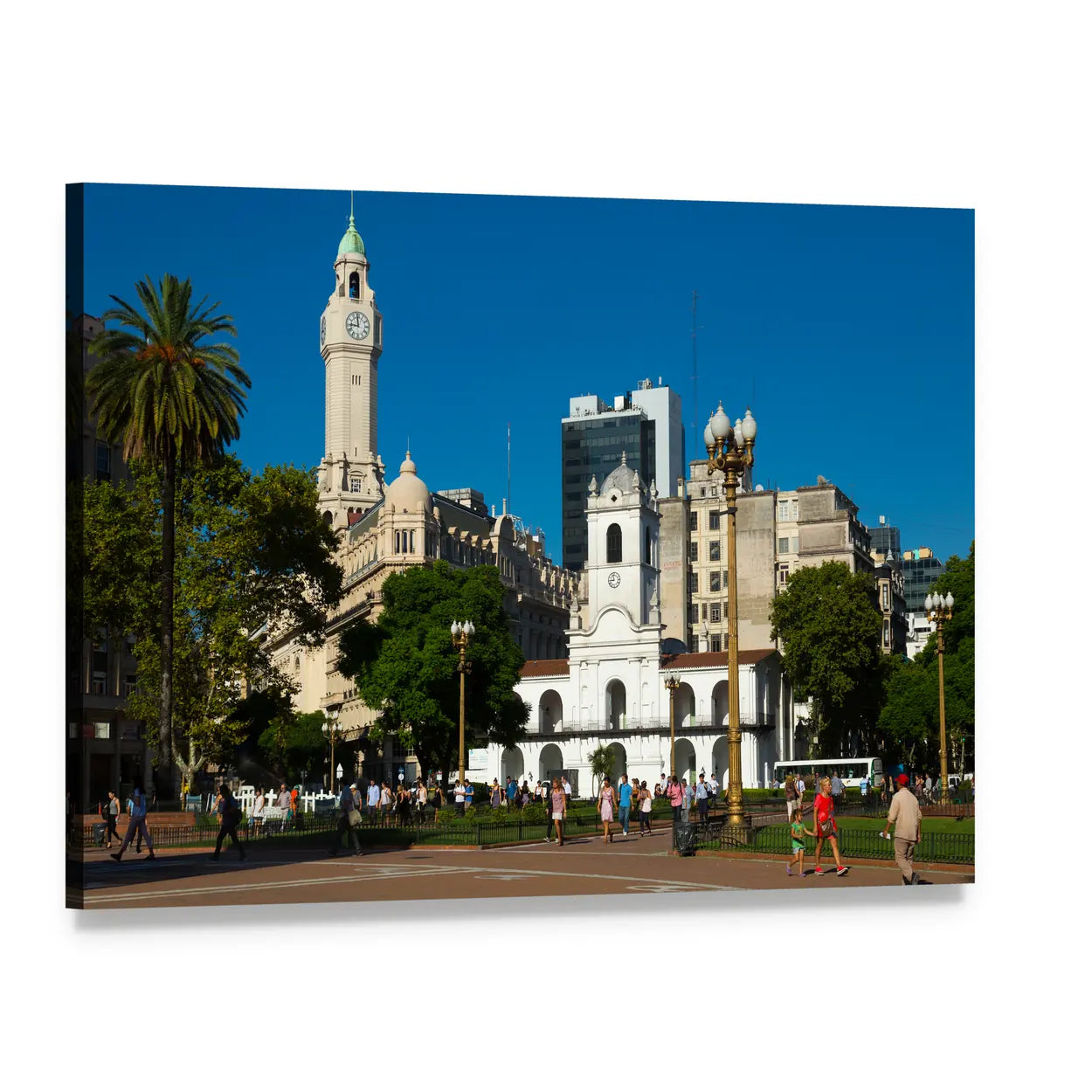 Plaza De Mayo Main Square Canvas Wall Art, single panel gallery wrapped canvas, angled product view
