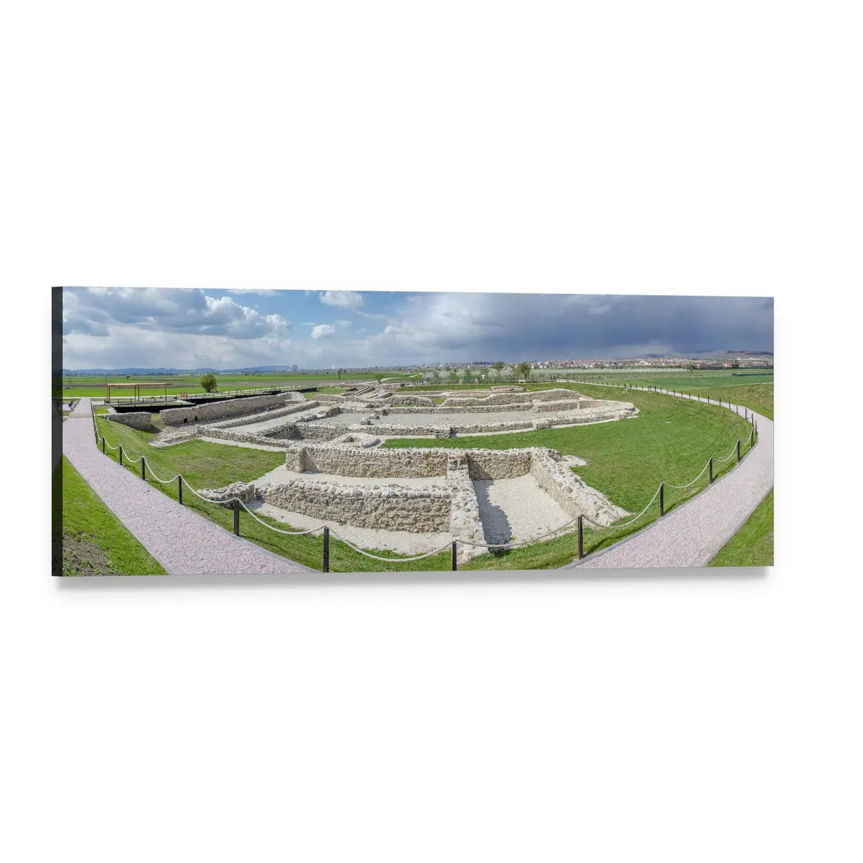 Ulpiana Archaeological Ruins in Kosovo Panoramic Canvas Wall Art, single panel gallery wrapped canvas, angled product view