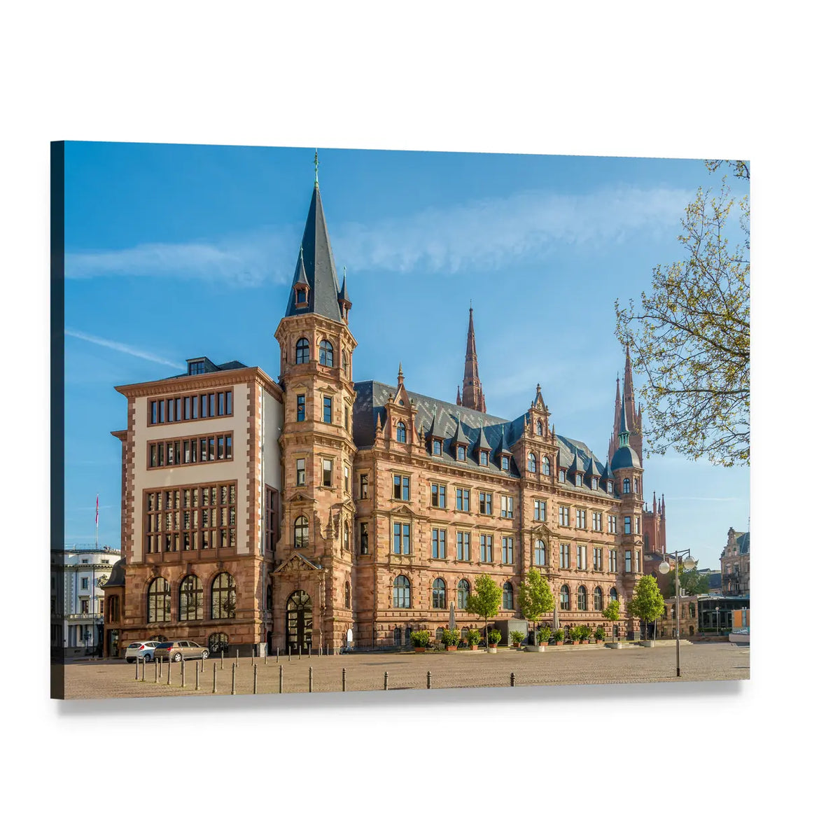 Wiesbaden City Hall Canvas Wall Art, single panel gallery wrapped canvas, angled product view