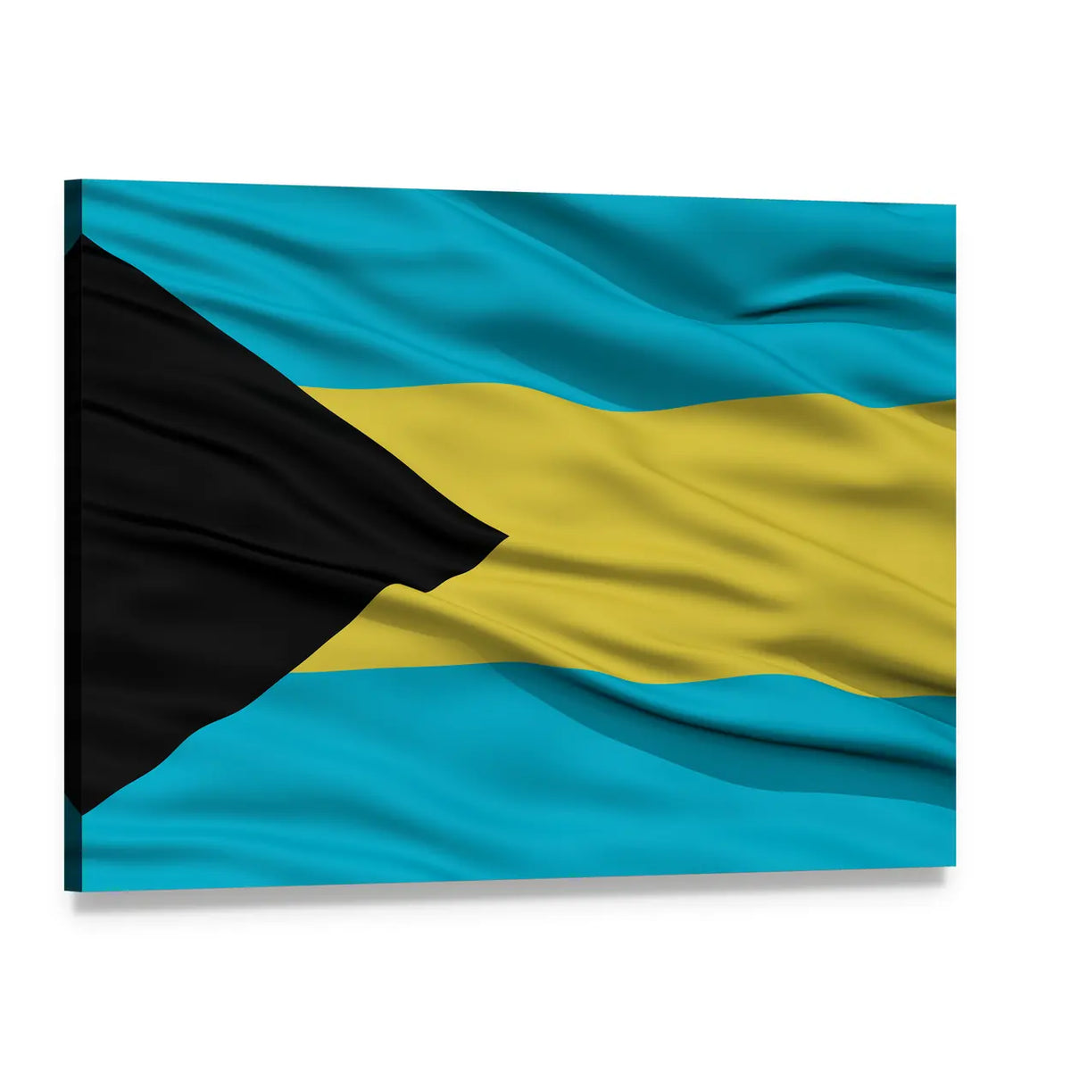 Waving Bahamas Flag Canvas Wall Art, single panel gallery wrapped canvas, angled product view