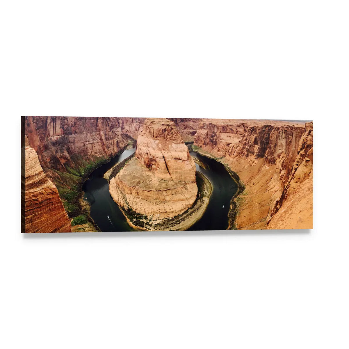 Horseshoe Bend in Arizona Panoramic Canvas Wall Art, single panel gallery wrapped canvas, angled product view