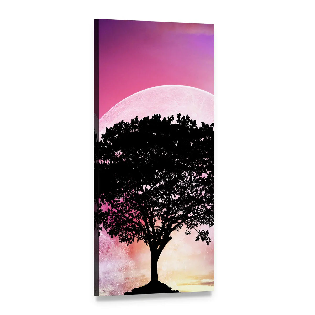Super Moon with Tree Vertical Canvas Wall Art, 1 panel 1 Vertical layout gallery wrapped canvas set, angled product view