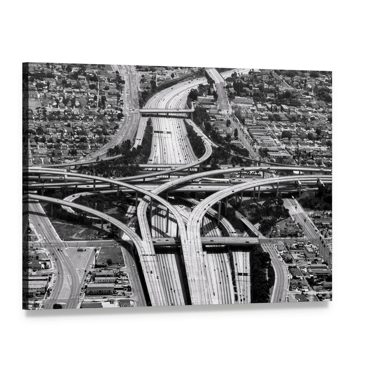 Gray Highway Interchange at Los Angeles Airport Canvas Wall Art, single panel gallery wrapped canvas, angled product view