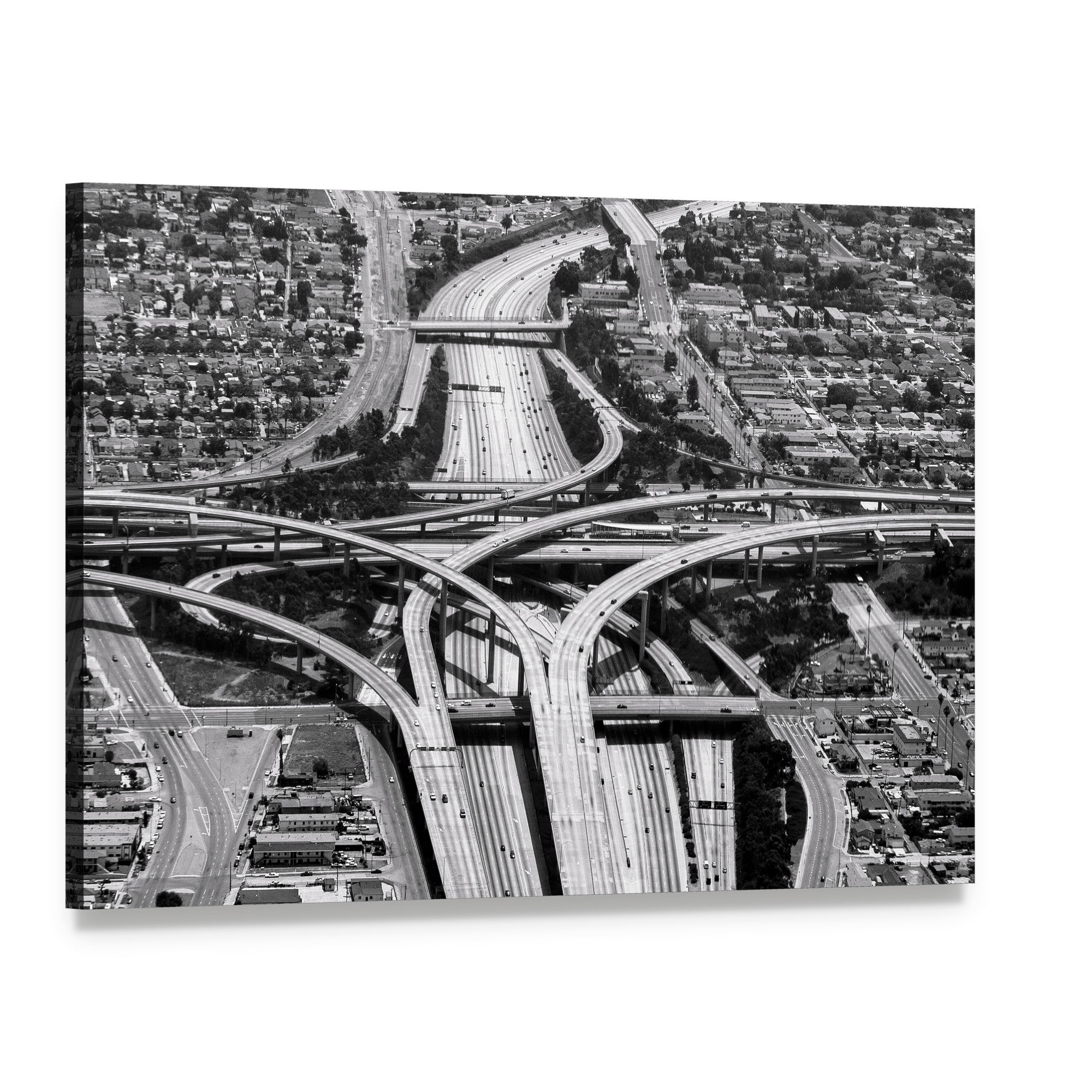 Gray Highway Interchange at Los Angeles Airport Canvas Wall Art, single panel gallery wrapped canvas, angled product view