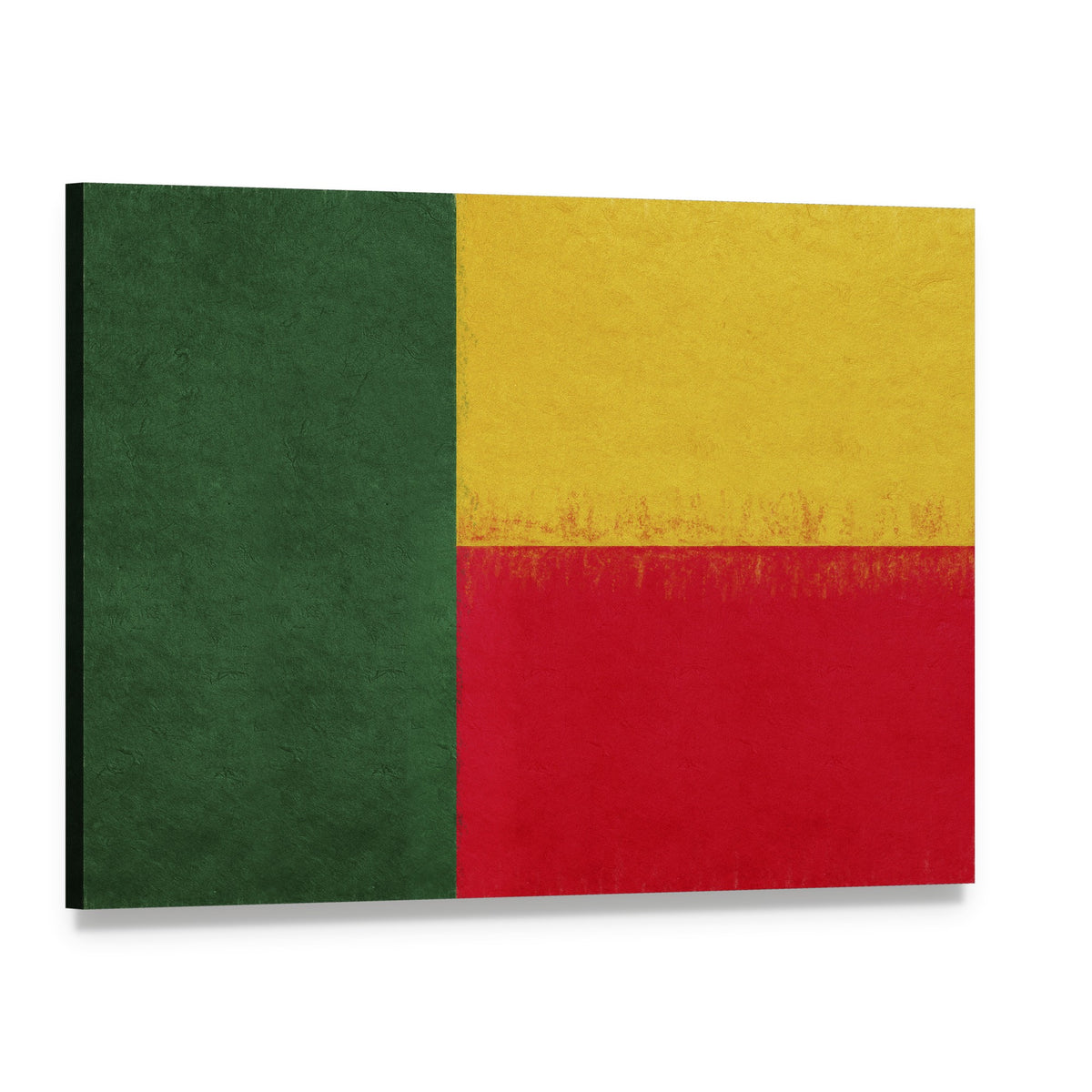 Benin Flag Modern Geometric Canvas Wall Art, single panel gallery wrapped canvas, angled product view