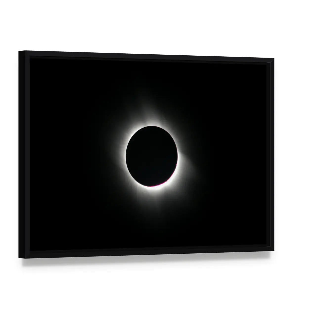 Total Solar Eclipse In Cappadocia Turkey Canvas Wall Art, framed canvas in a black floater frame, angled product view