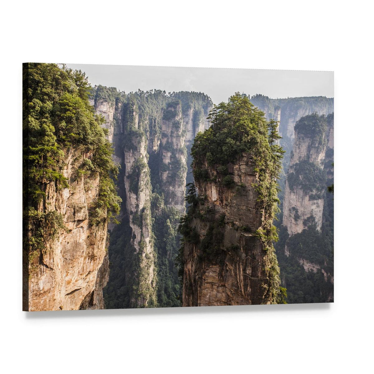 Majestic Karst Pillars in Wulingyuan Canvas Wall Art, single panel gallery wrapped canvas, angled product view