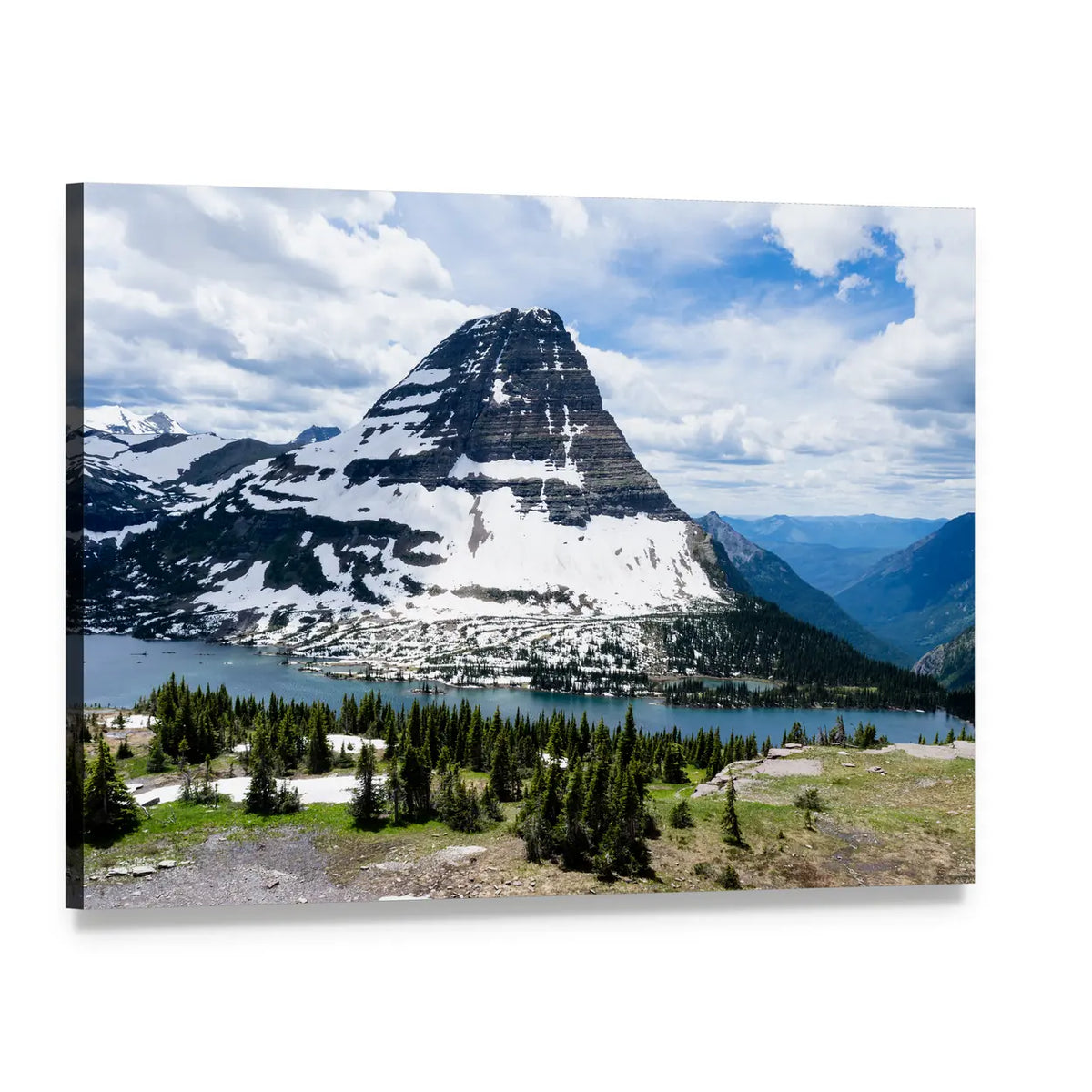 Bearhat Mountain Lake View Canvas Wall Art, single panel gallery wrapped canvas, angled product view