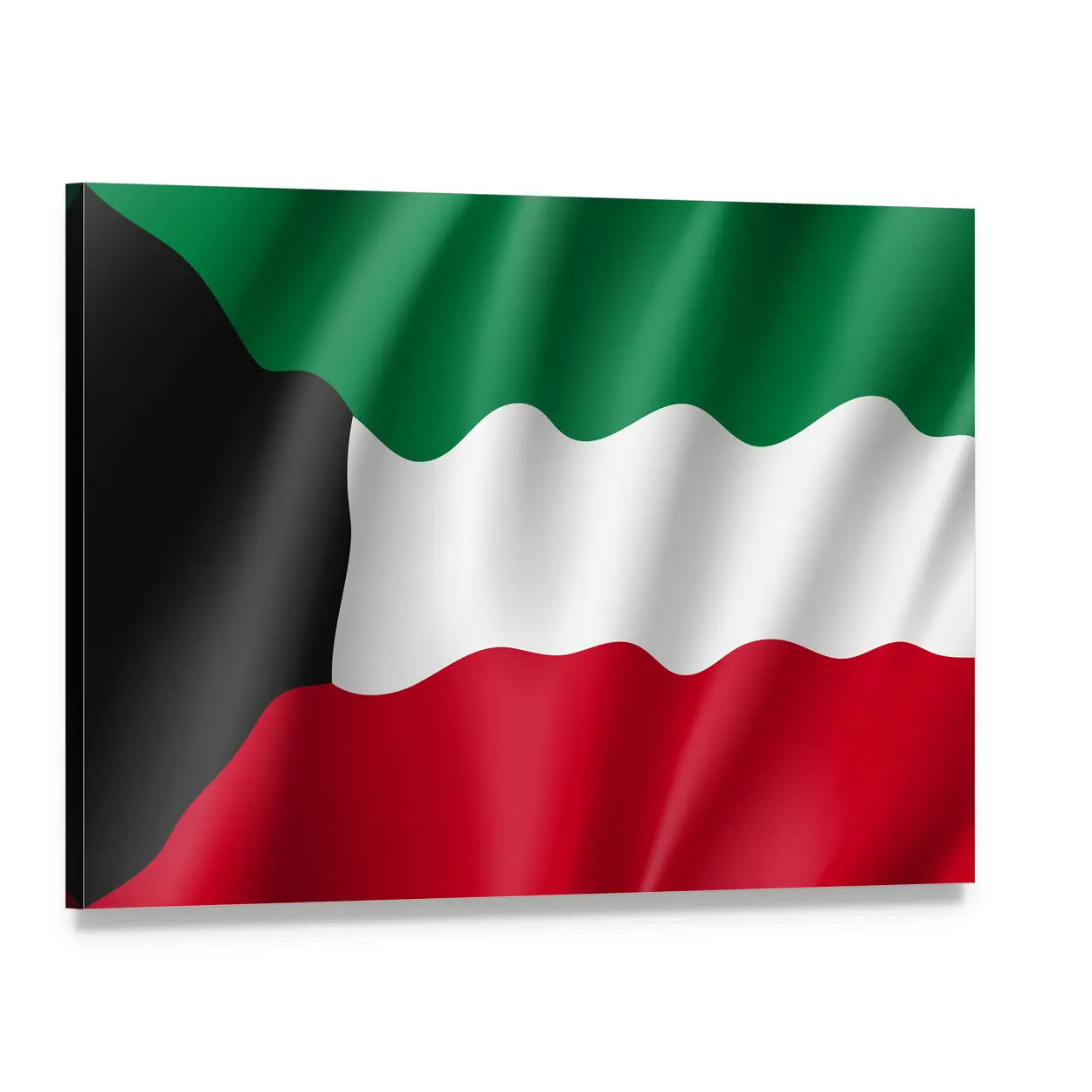 Waving Kuwait Flag Canvas Wall Art, single panel gallery wrapped canvas, angled product view