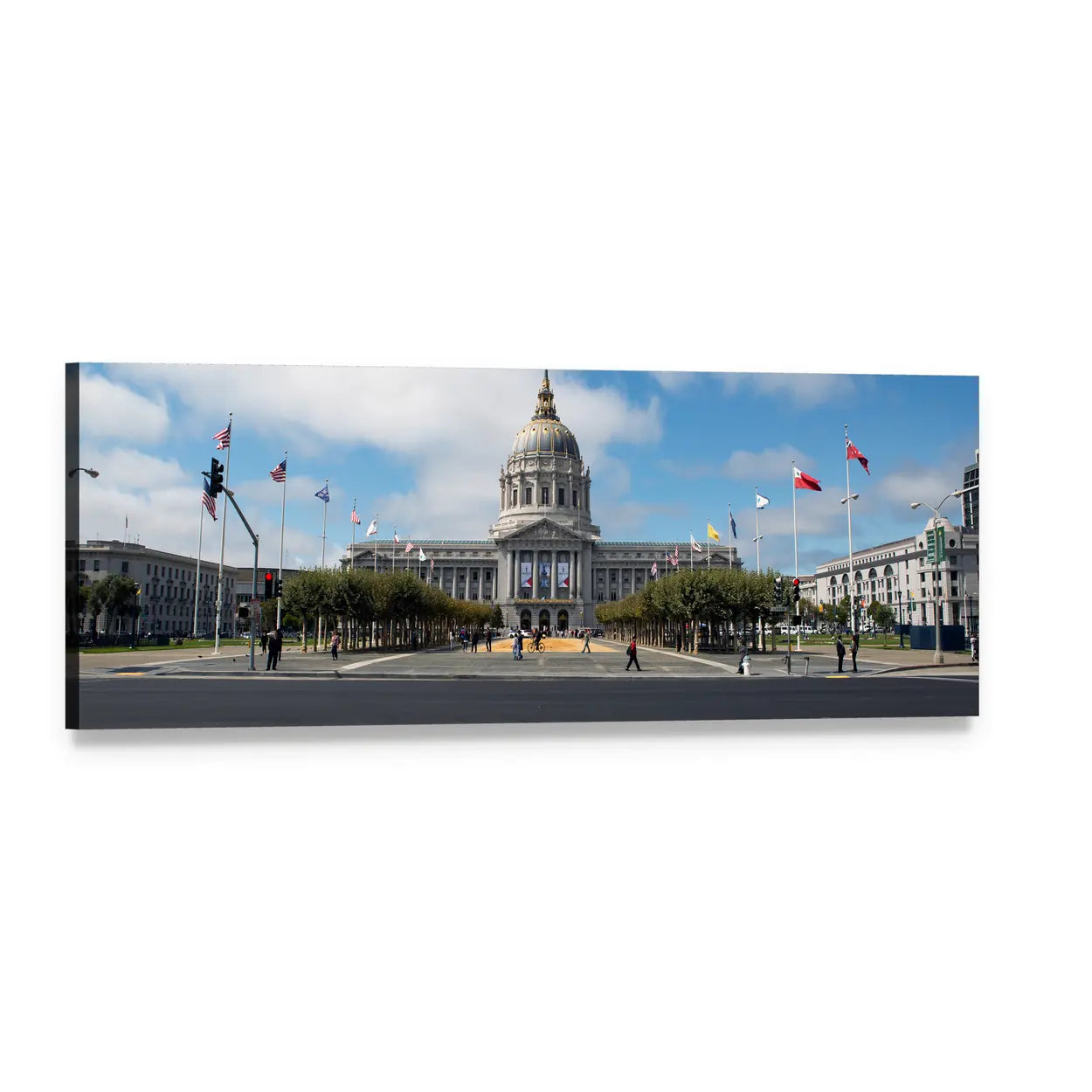 San Francisco City Hall Panoramic Canvas Wall Art, single panel gallery wrapped canvas, angled product view