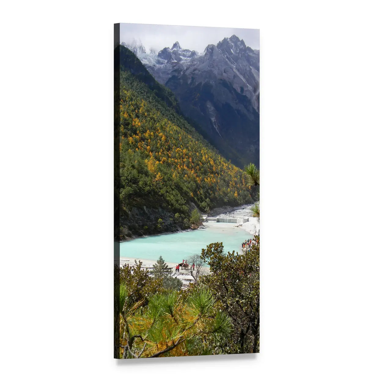 Yunnan Bay with River and Mountains Vertical Canvas Wall Art, 1 panel 1 Vertical layout gallery wrapped canvas set, angled product view