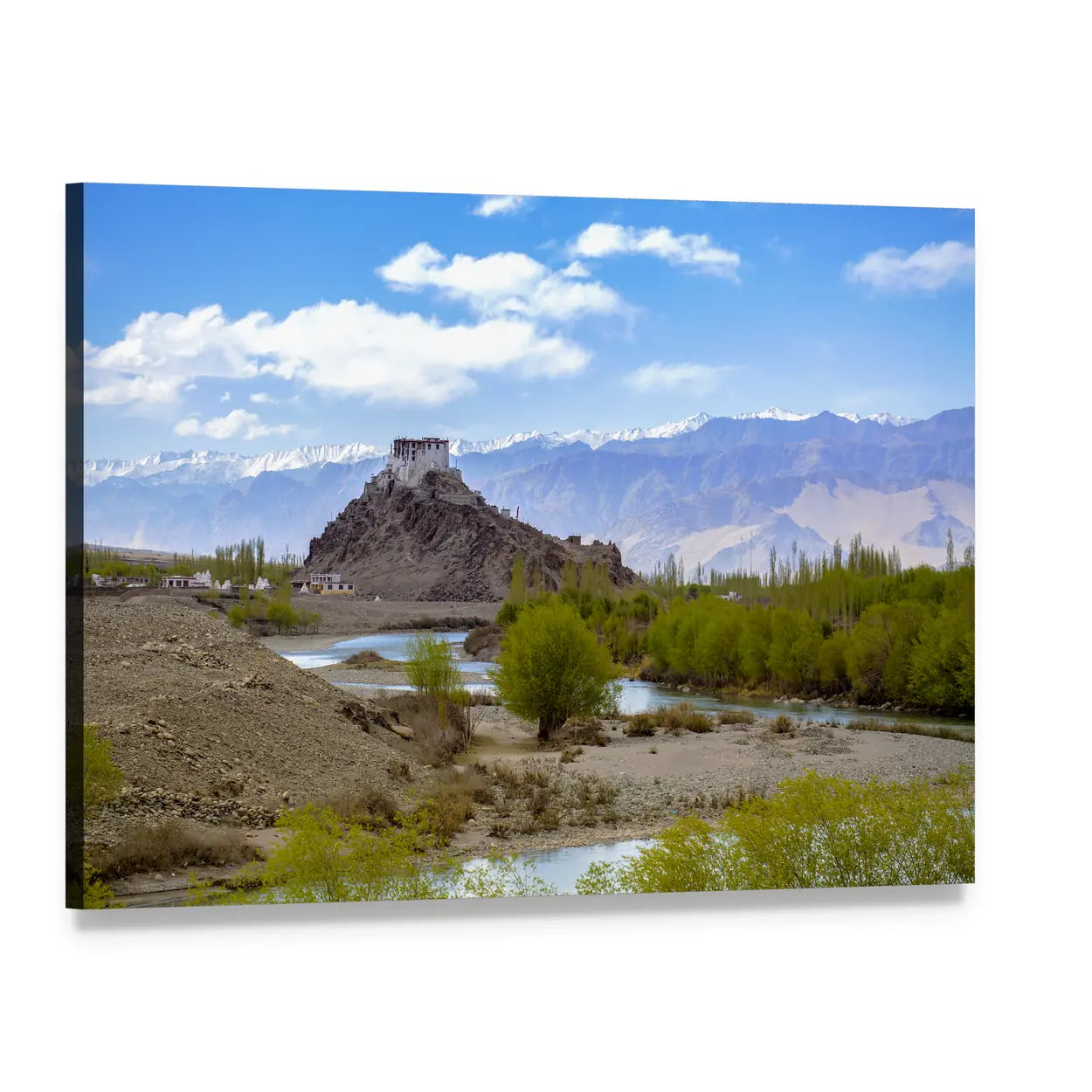 Stakna Monastery in Leh-ladakh Canvas Wall Art, single panel gallery wrapped canvas, angled product view
