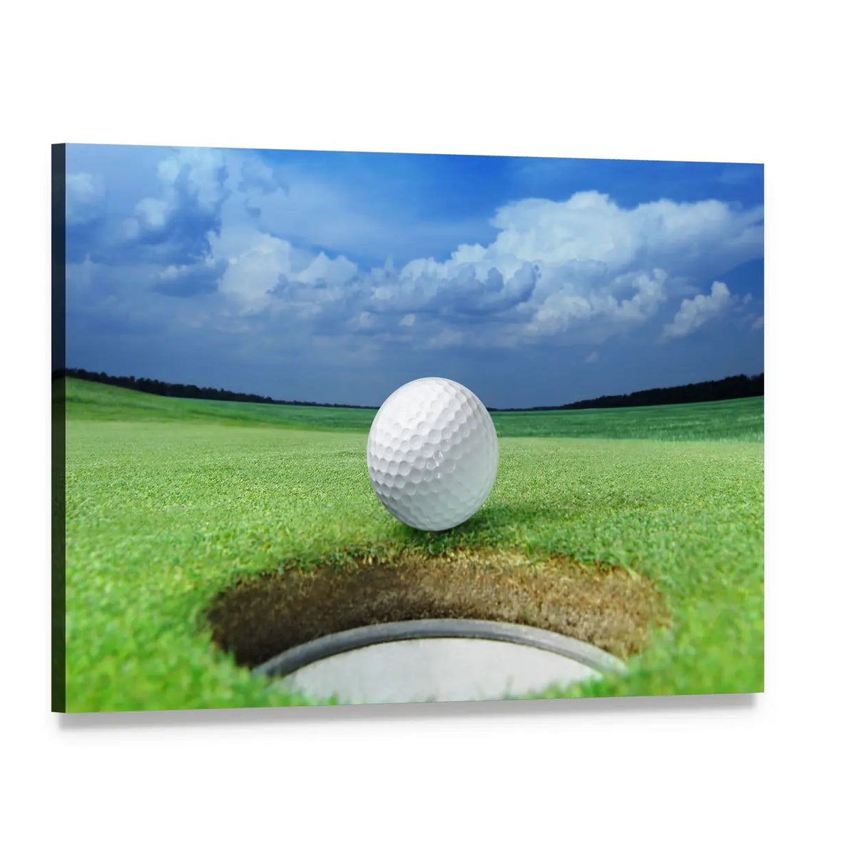 Golf Ball in Course Canvas Wall Art, single panel gallery wrapped canvas, angled product view