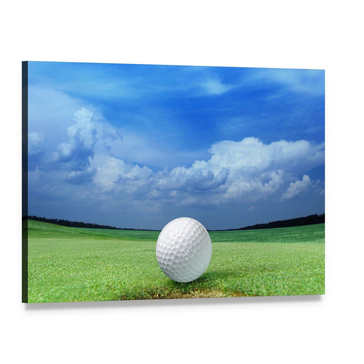 Golf Ball in Course Canvas Wall Art, single panel gallery wrapped canvas, angled product view