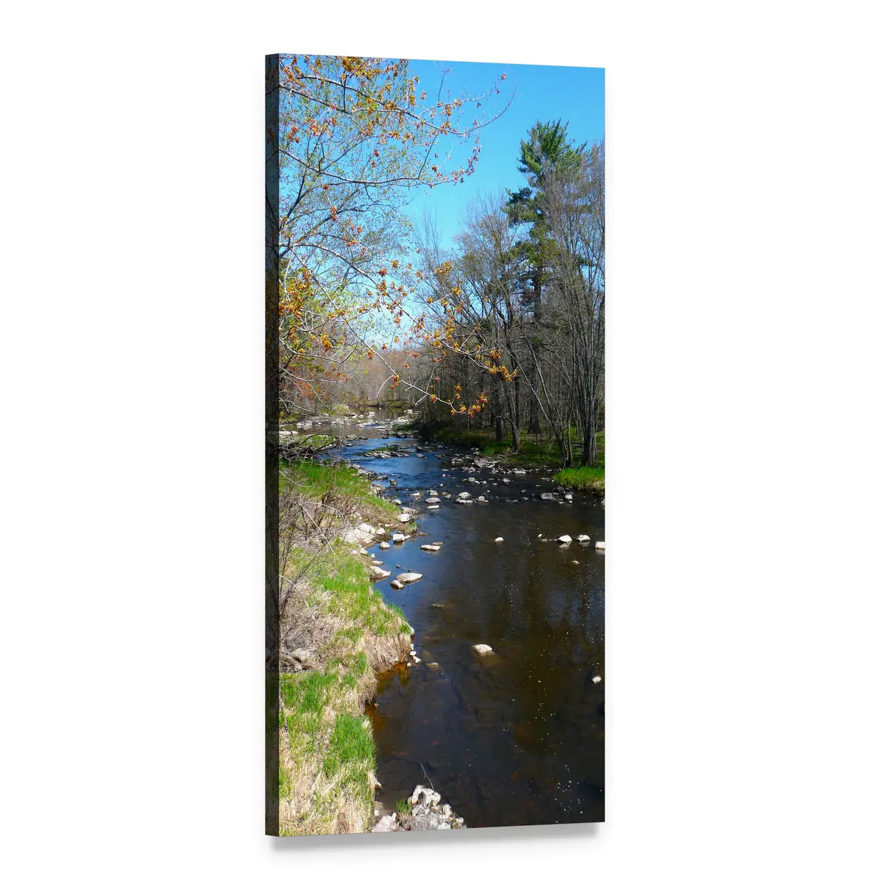 Wisconsin River Landscape Vertical Canvas Wall Art, 1 panel 1 Vertical layout gallery wrapped canvas set, angled product view