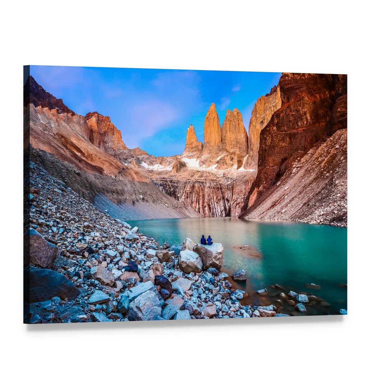 Torres Del Paine Turquoise Lake Canvas Wall Art, single panel gallery wrapped canvas, angled product view