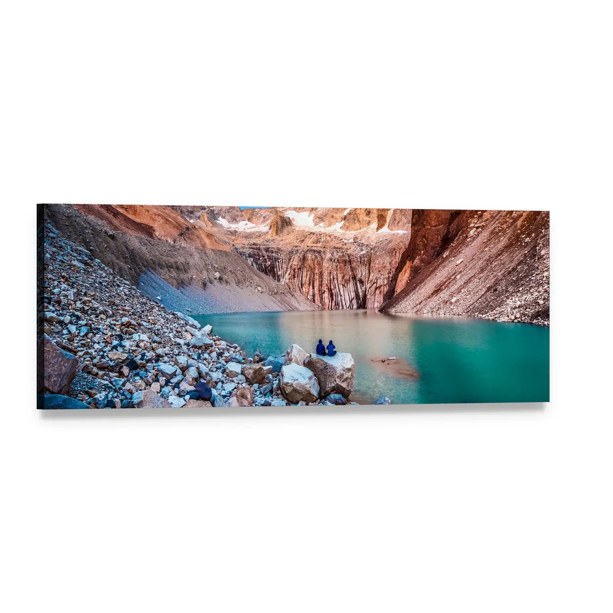 Torres Del Paine Glacial Lake View Panoramic Canvas Wall Art, single panel gallery wrapped canvas, angled product view