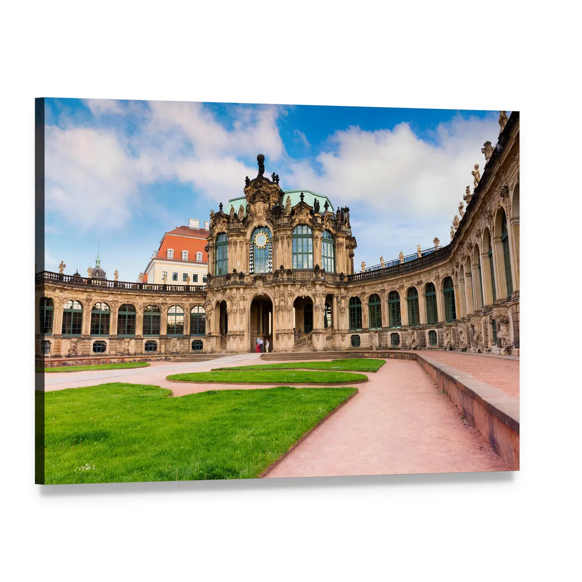 Baroque Palace Courtyard Canvas Wall Art, single panel gallery wrapped canvas, angled product view
