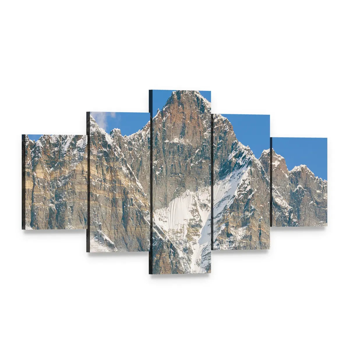 Lhotse Peak in Nepal Canvas Wall Art, 5 panel 5 Star layout gallery wrapped canvas set, angled product view
