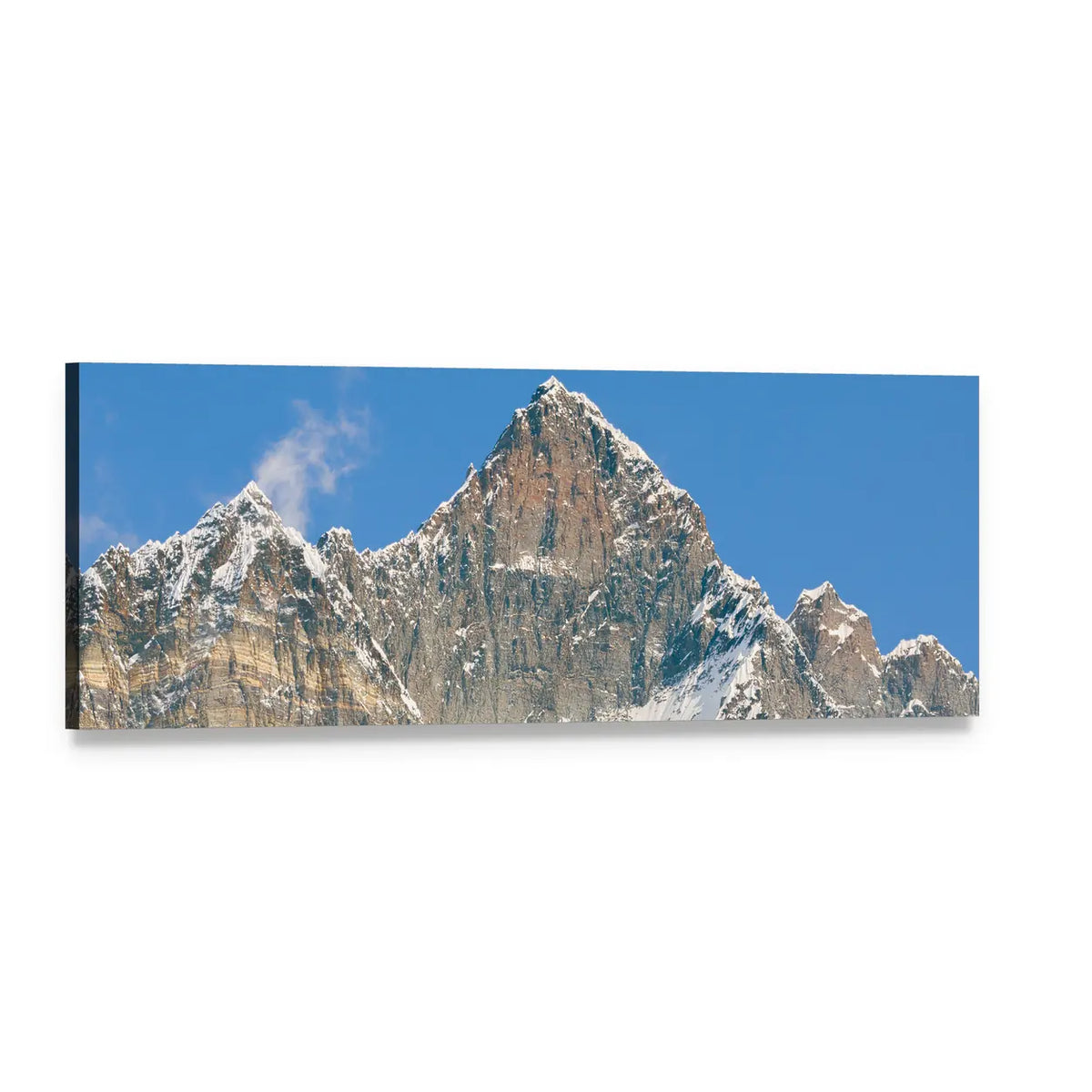 Lhotse Peak in Nepal Panoramic Canvas Wall Art, single panel gallery wrapped canvas, angled product view