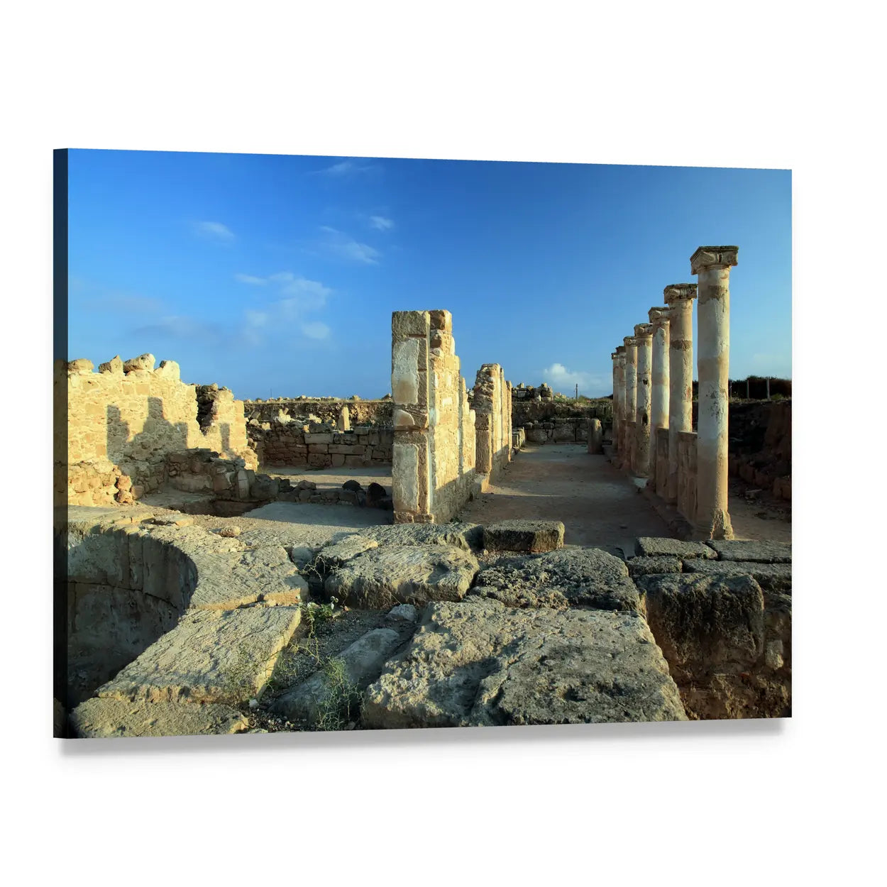 Temple Columns in Paphos Canvas Wall Art, single panel gallery wrapped canvas, angled product view
