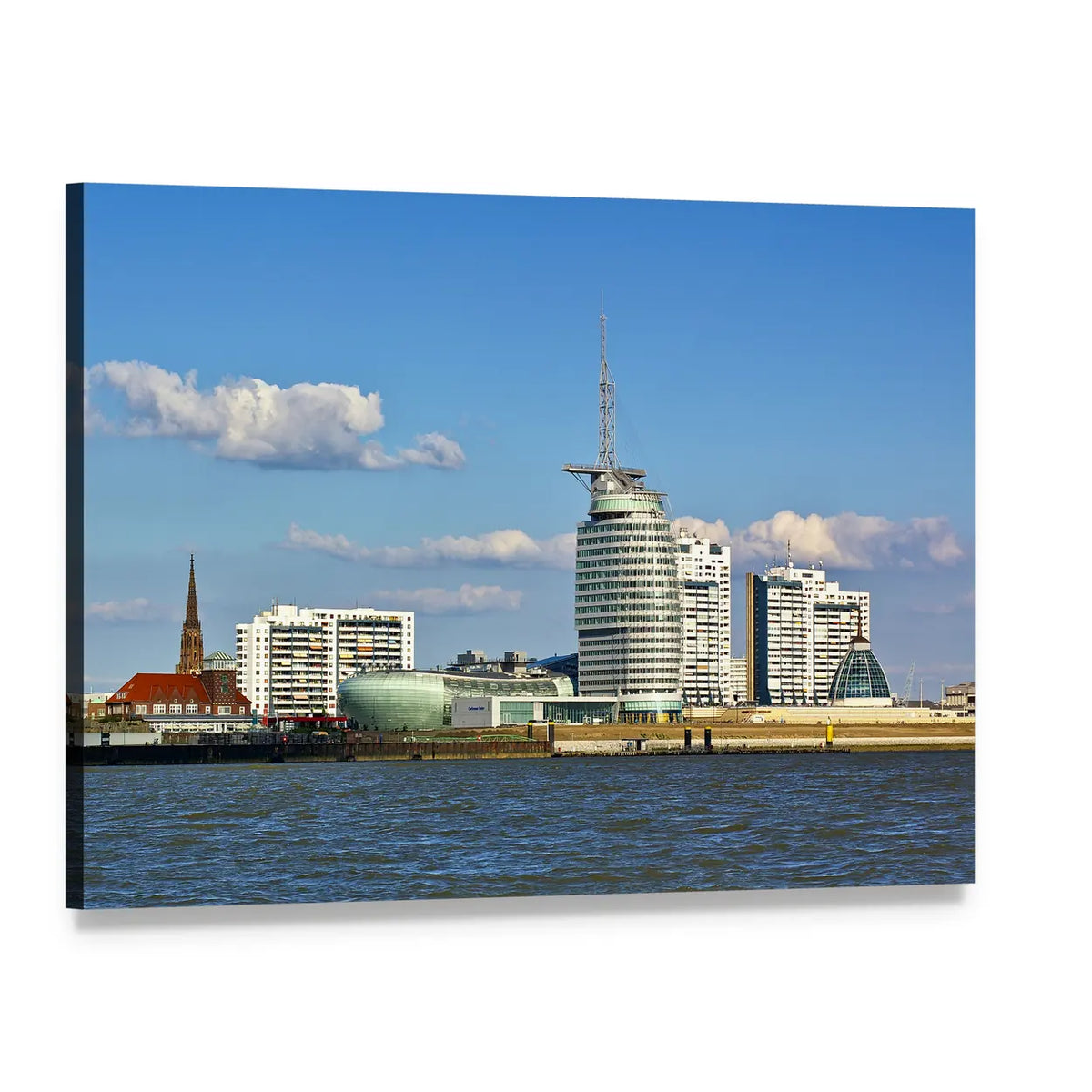 Bremerhaven Skyline Canvas Wall Art, single panel gallery wrapped canvas, angled product view