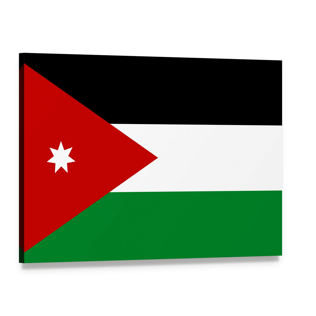 Jordanian Flag with Seven-pointed Star Canvas Wall Art, single panel gallery wrapped canvas, angled product view