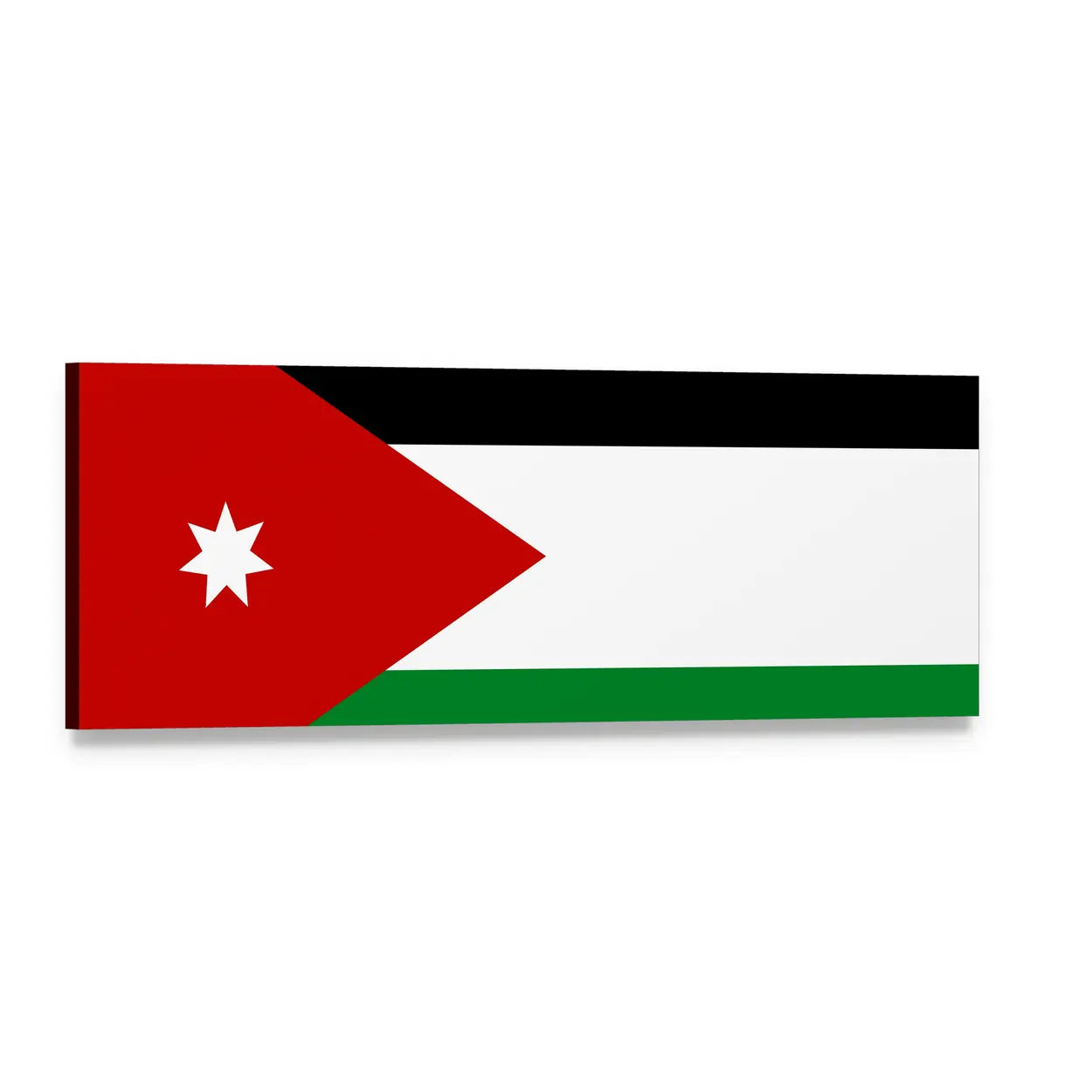 Jordanian Flag with Seven-pointed Star Panoramic Canvas Wall Art, single panel gallery wrapped canvas, angled product view