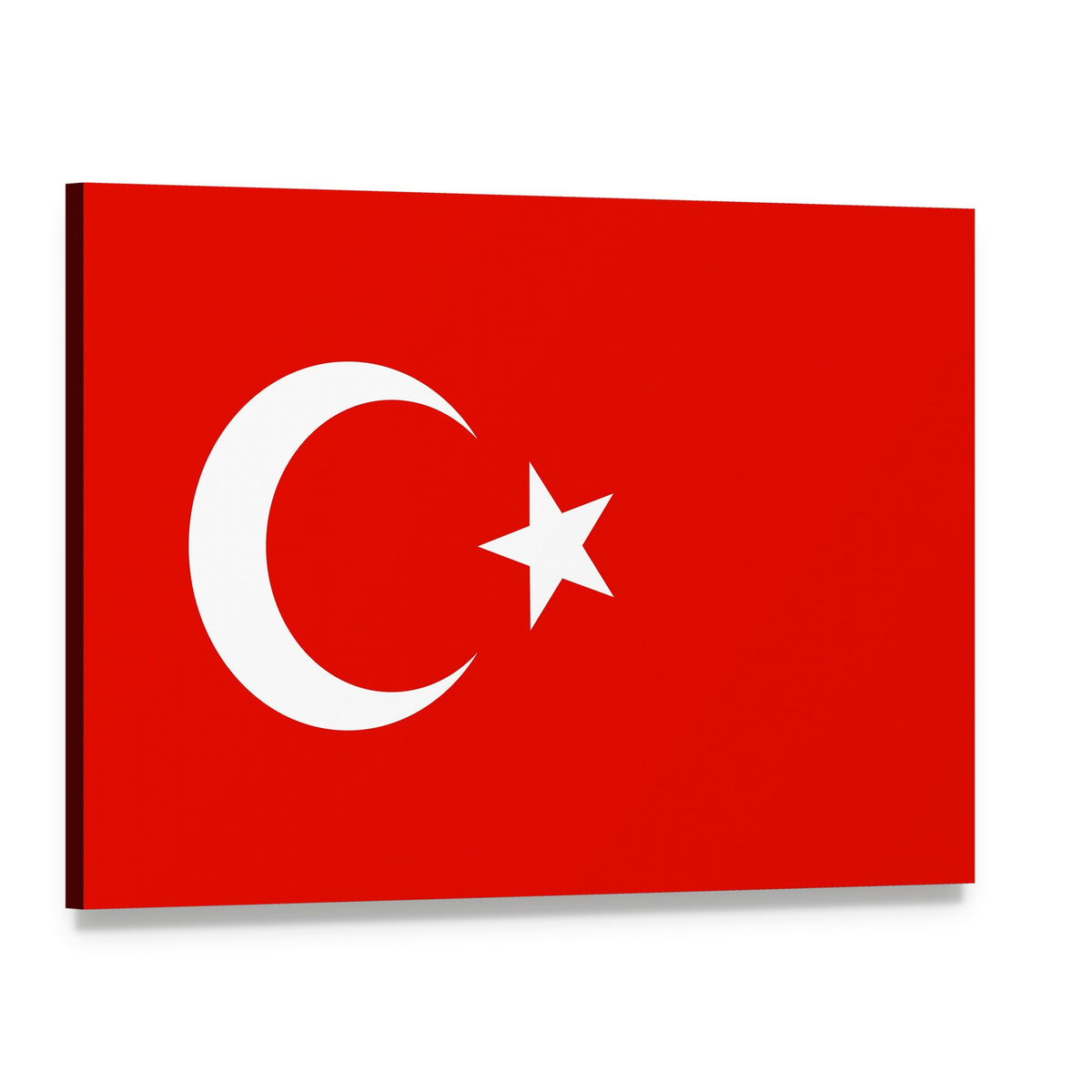 Turkish Flag with Crescent and Star Canvas Wall Art, single panel gallery wrapped canvas, angled product view