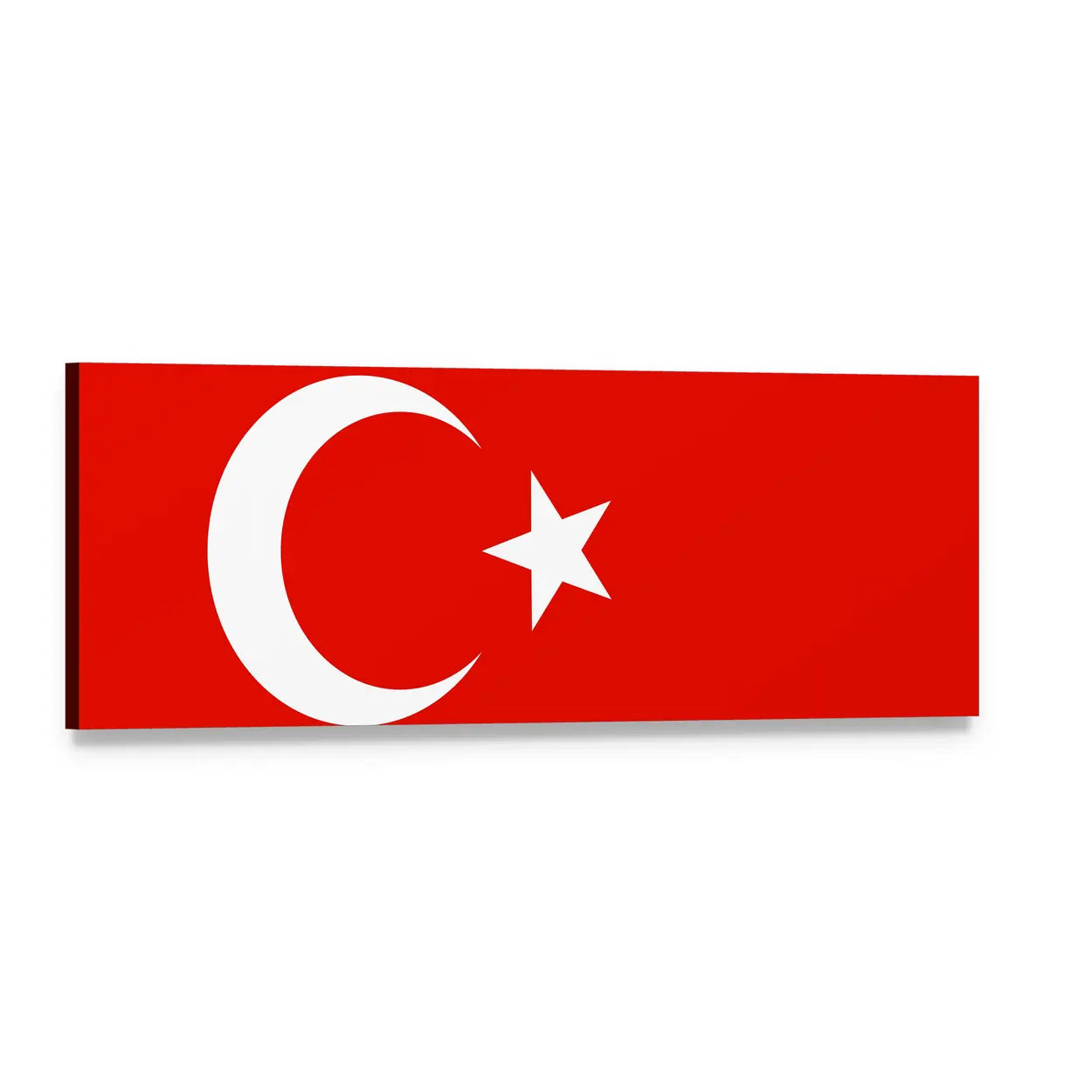 Turkish Flag Crescent and Star Panoramic Canvas Wall Art, single panel gallery wrapped canvas, angled product view