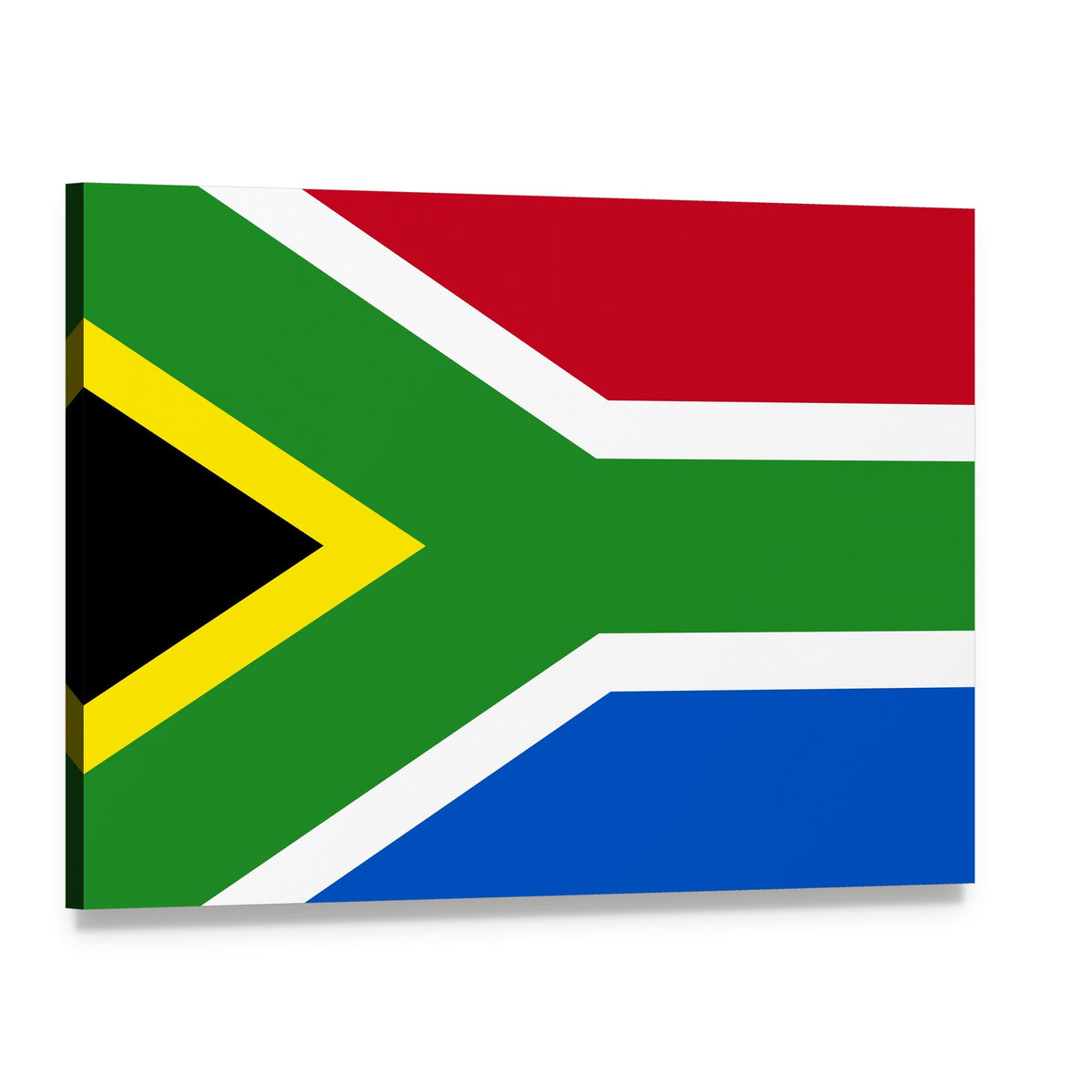 South African Flag Geometric Design Canvas Wall Art, single panel gallery wrapped canvas, angled product view