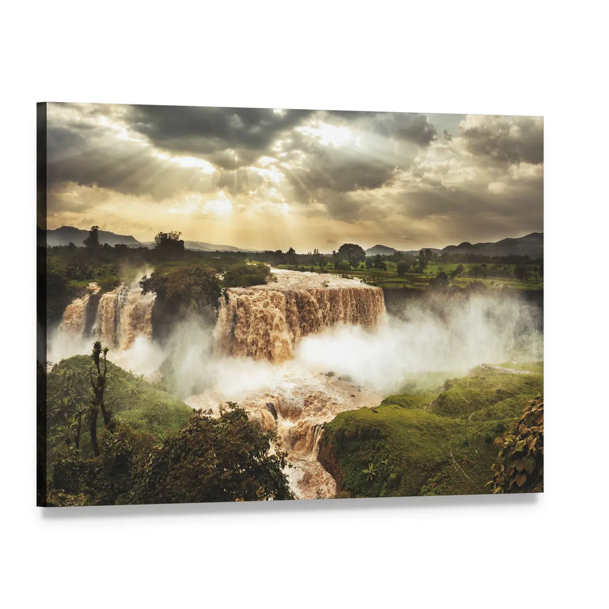 Blue Nile Falls Ethiopia Canvas Wall Art, single panel gallery wrapped canvas, angled product view