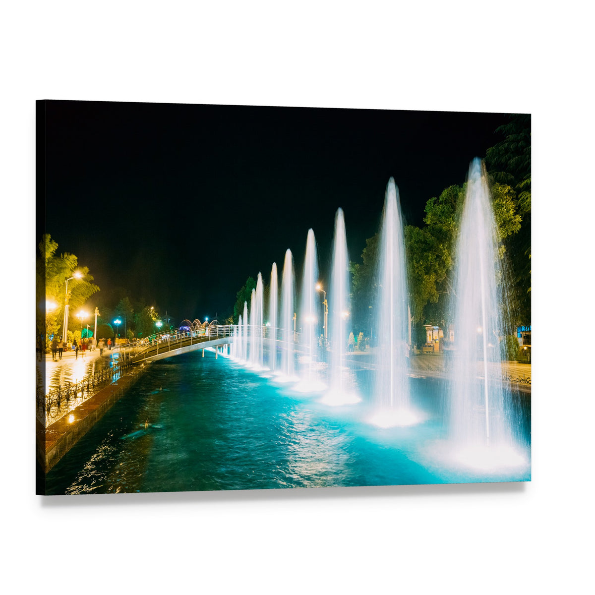 Dancing Fountains at Night in Batumi Canvas Wall Art, single panel gallery wrapped canvas, angled product view