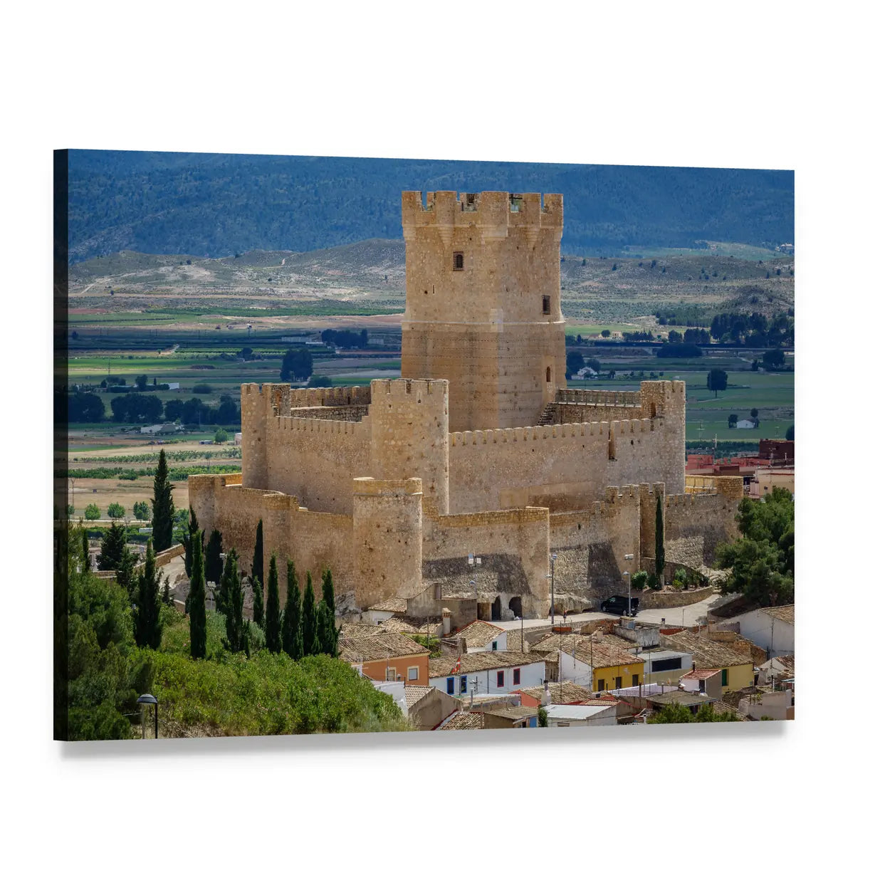 Villena Castle, Spain Canvas Wall Art, single panel gallery wrapped canvas, angled product view