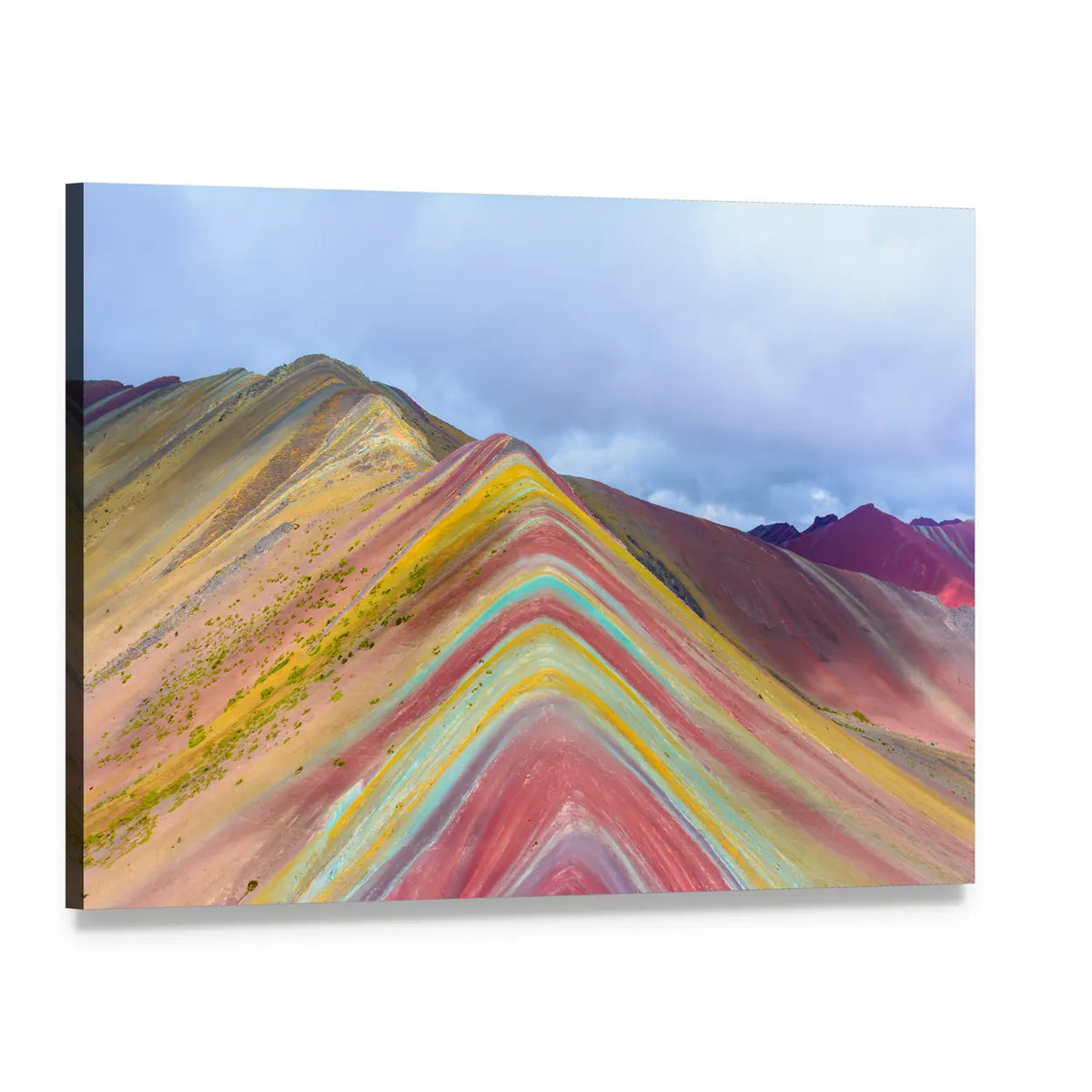 Rainbow Mountains, Peru Canvas Wall Art, single panel gallery wrapped canvas, angled product view