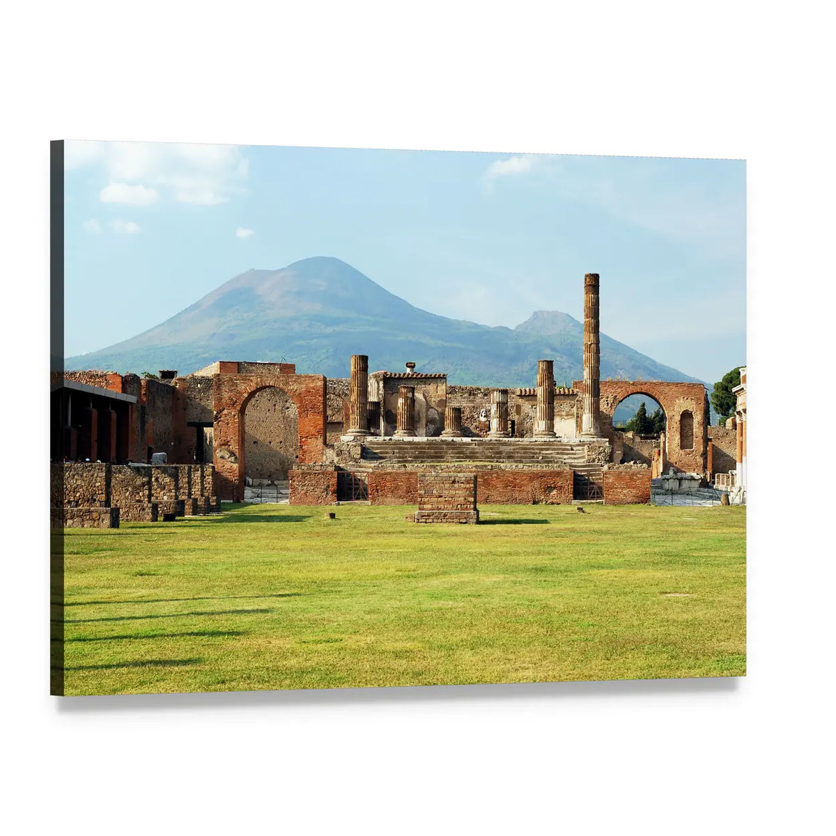 Pompeii Ruins with Mount Vesuvius Canvas Wall Art, single panel gallery wrapped canvas, angled product view