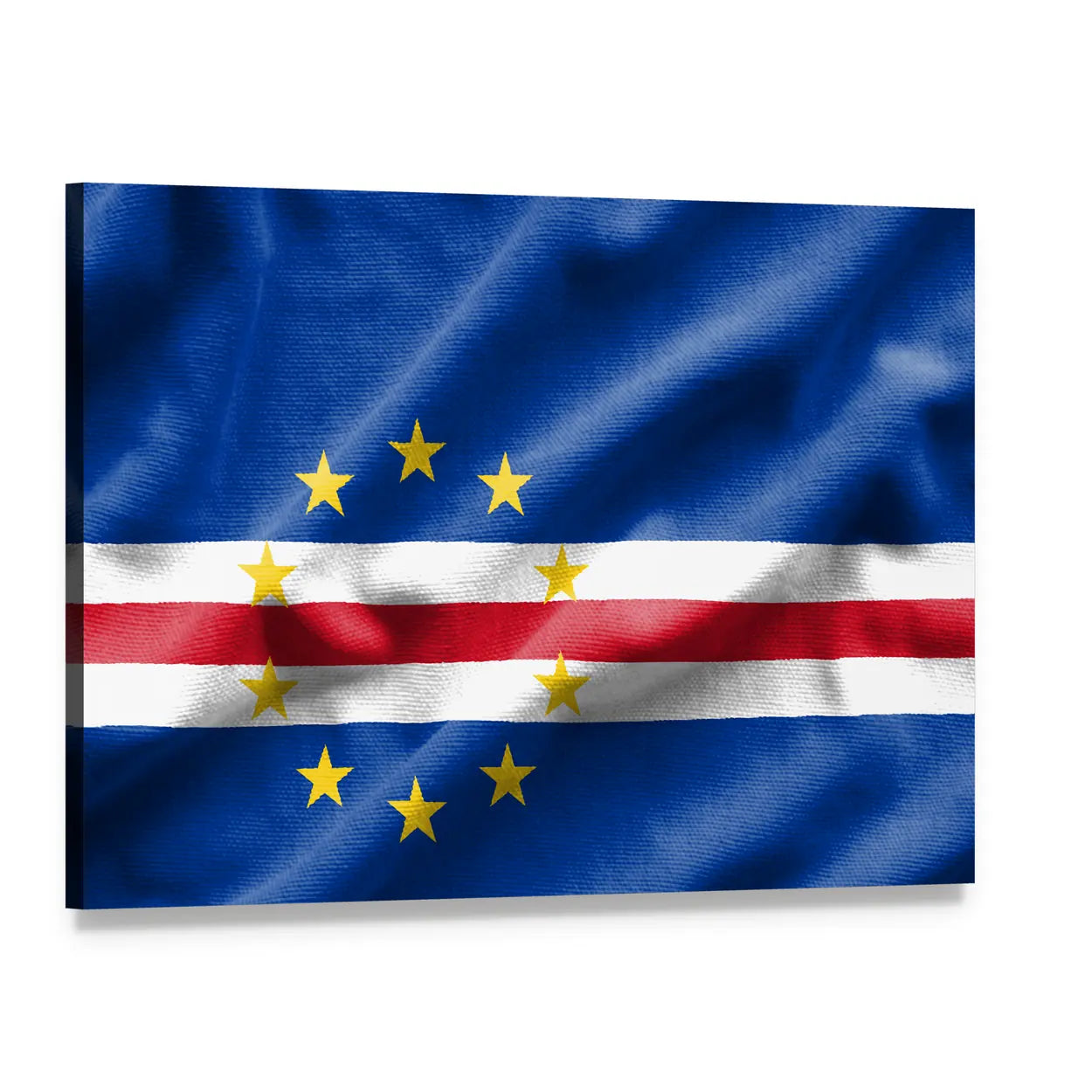 Cape Verde Flag Canvas Wall Art, single panel gallery wrapped canvas, angled product view
