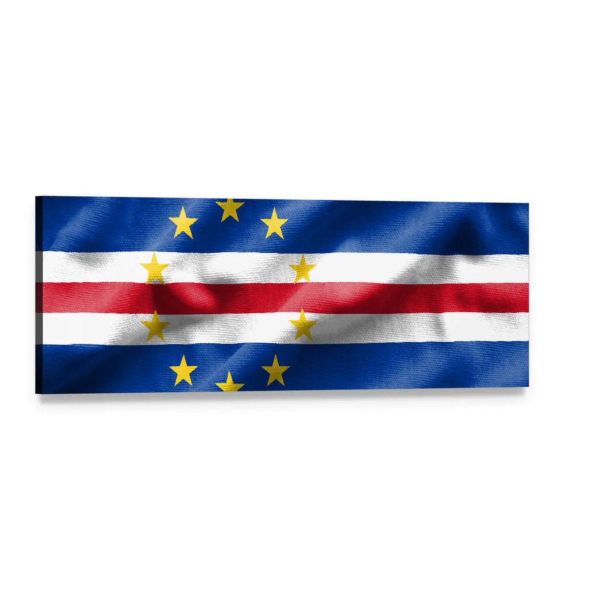 Cape Verde Flag with Ten Yellow Stars Panoramic Canvas Wall Art, single panel gallery wrapped canvas, angled product view